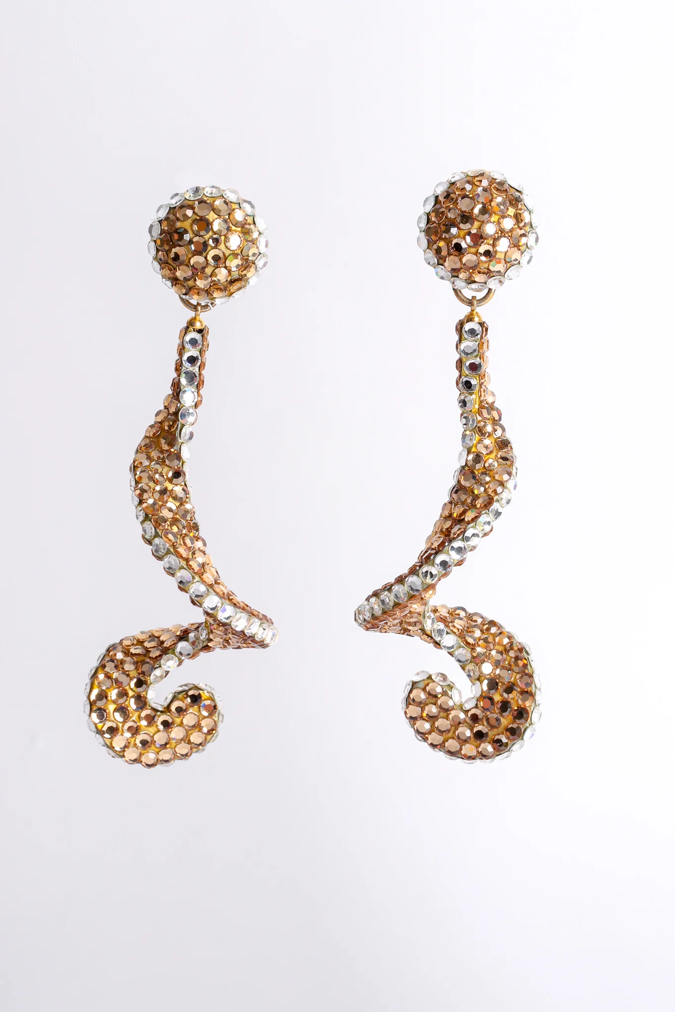 Champagne Crystal Swirl Drop Earrings - Image 3