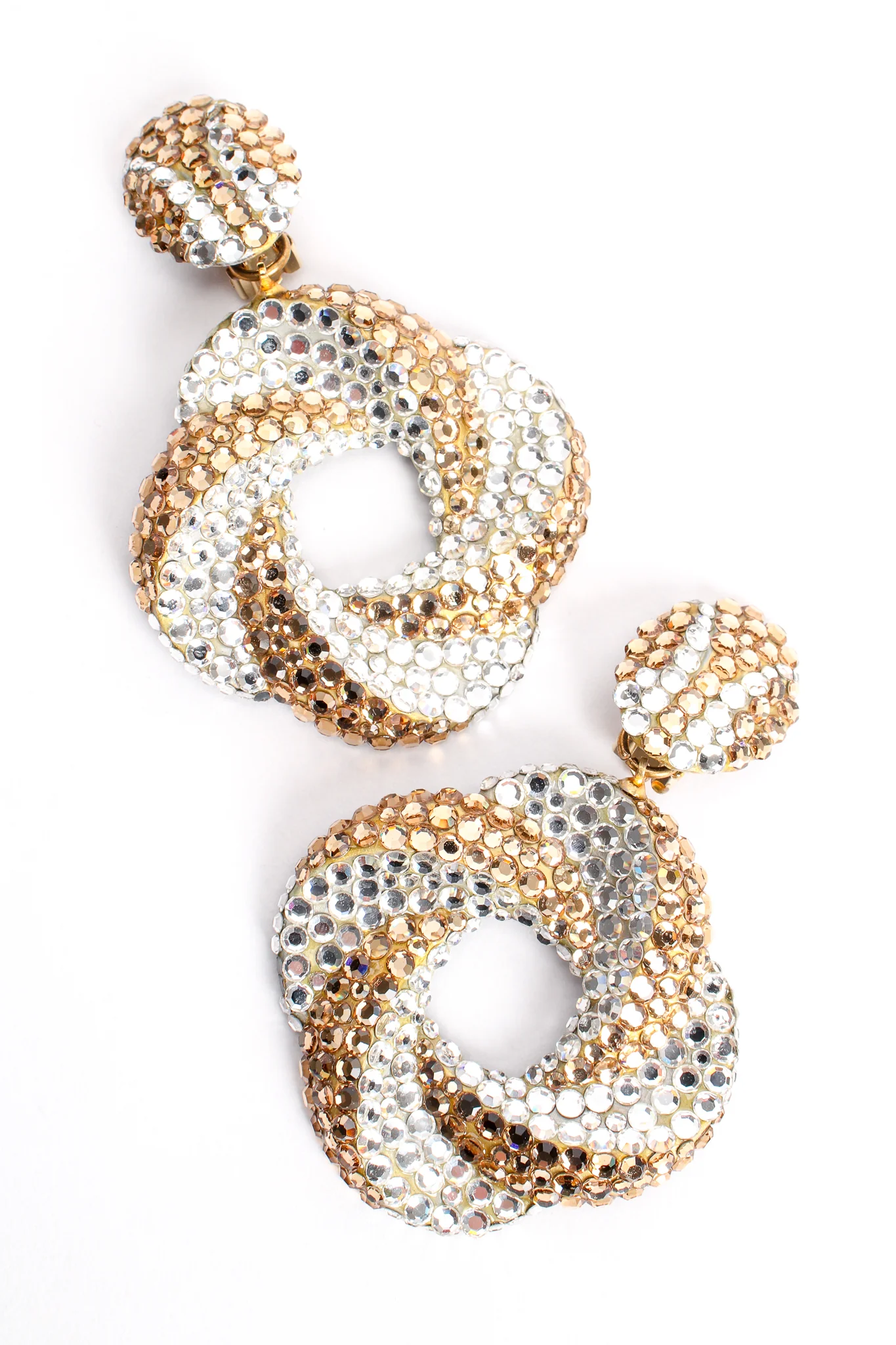 Champagne Crystal Swirl Hoop Earrings