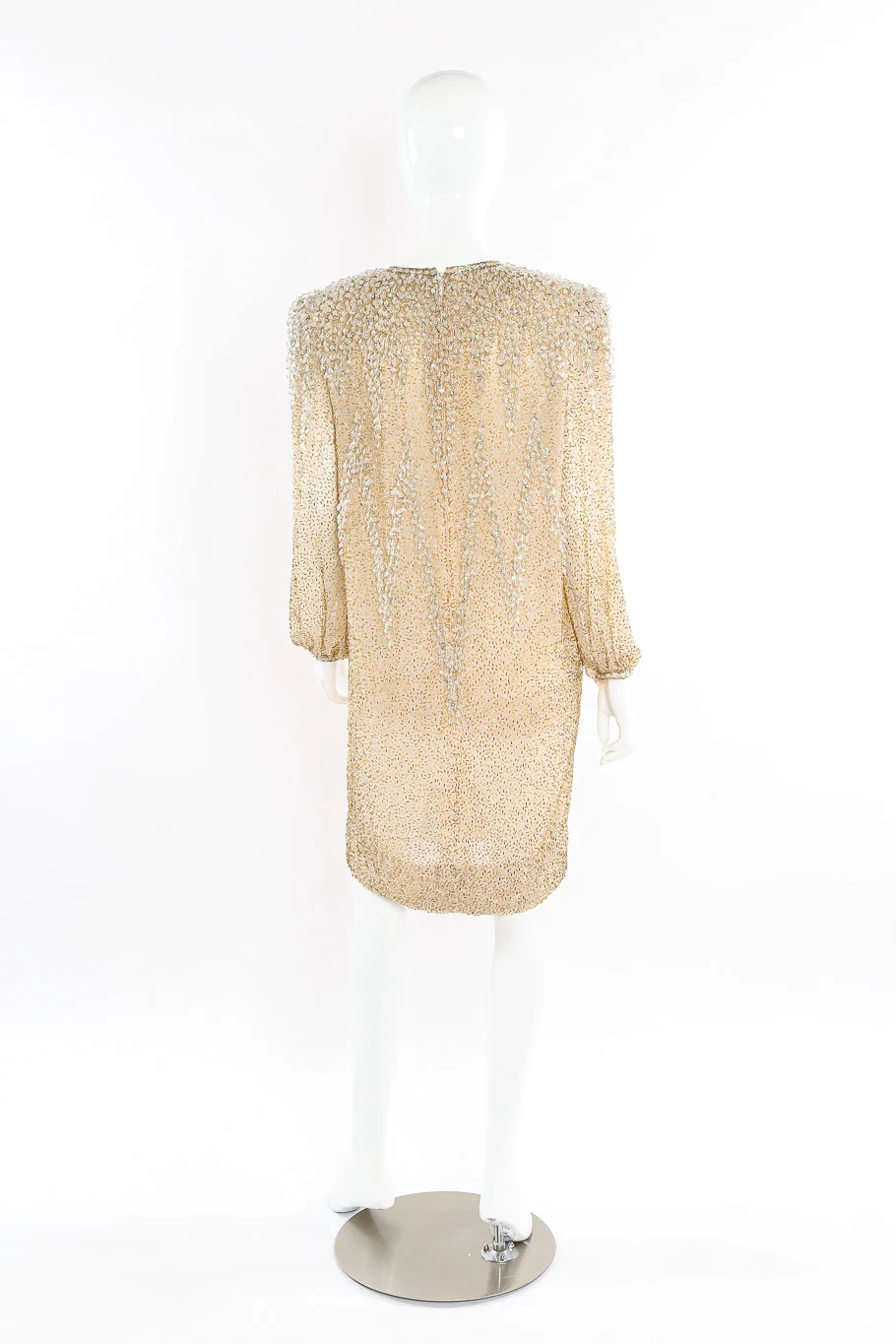 Champagne Drip Beaded Shift Dress - Image 4