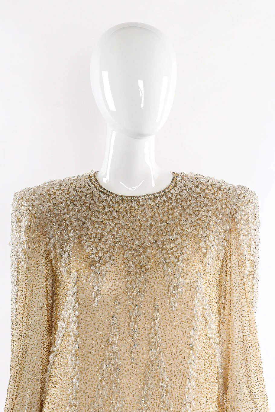 Champagne Drip Beaded Shift Dress - Image 5