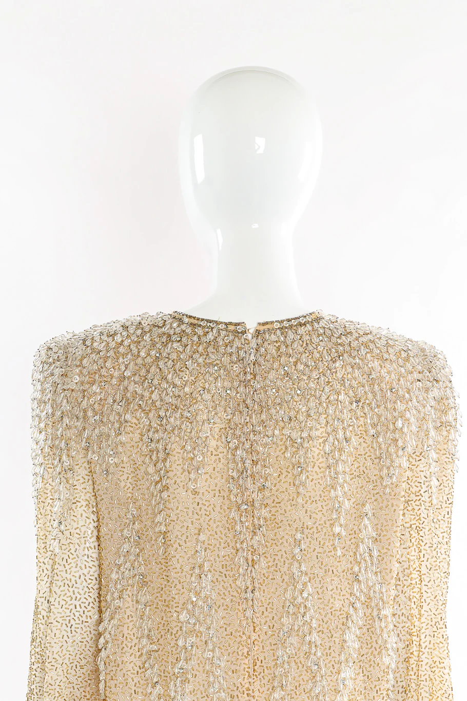 Champagne Drip Beaded Shift Dress - Image 6
