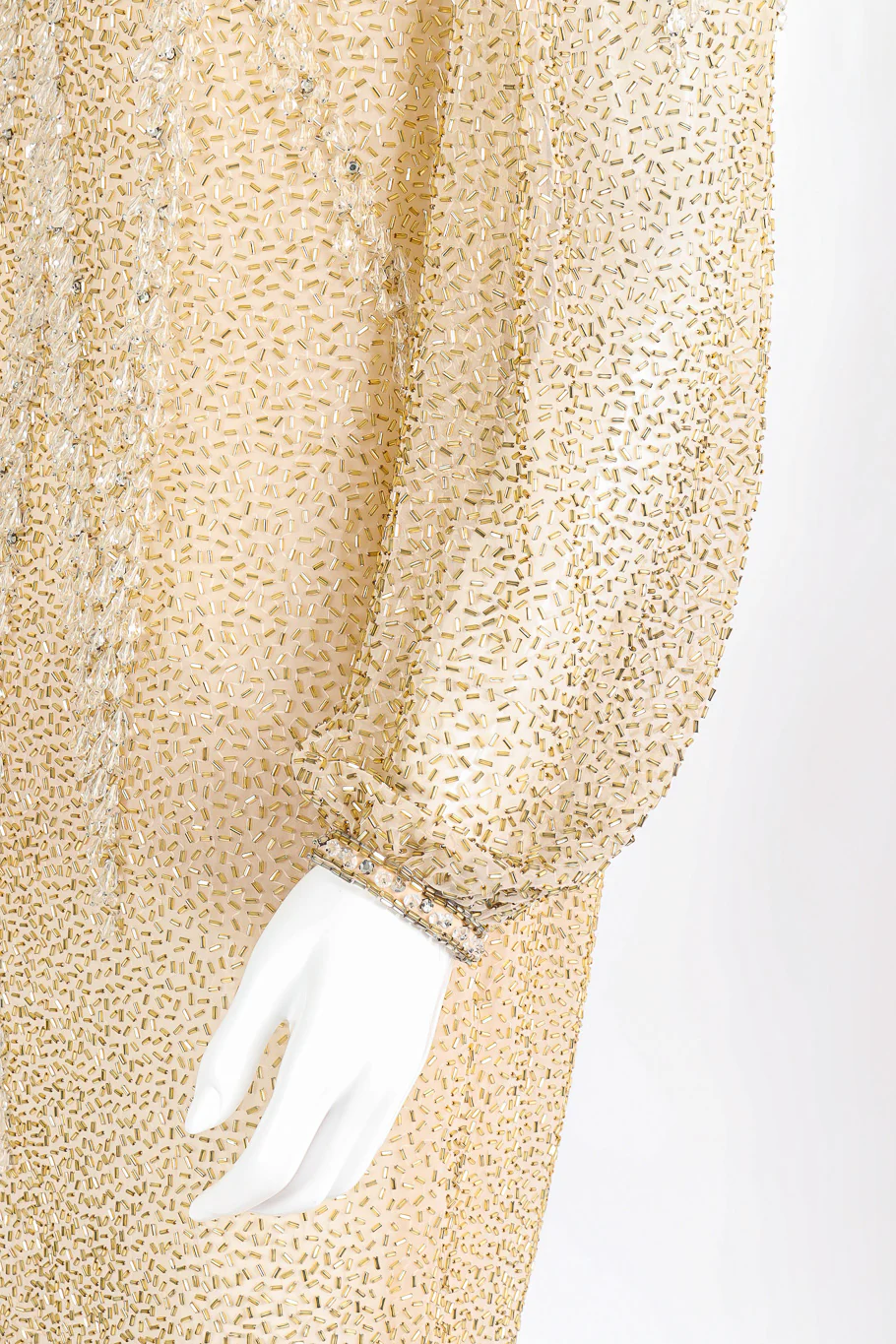 Champagne Drip Beaded Shift Dress - Image 7