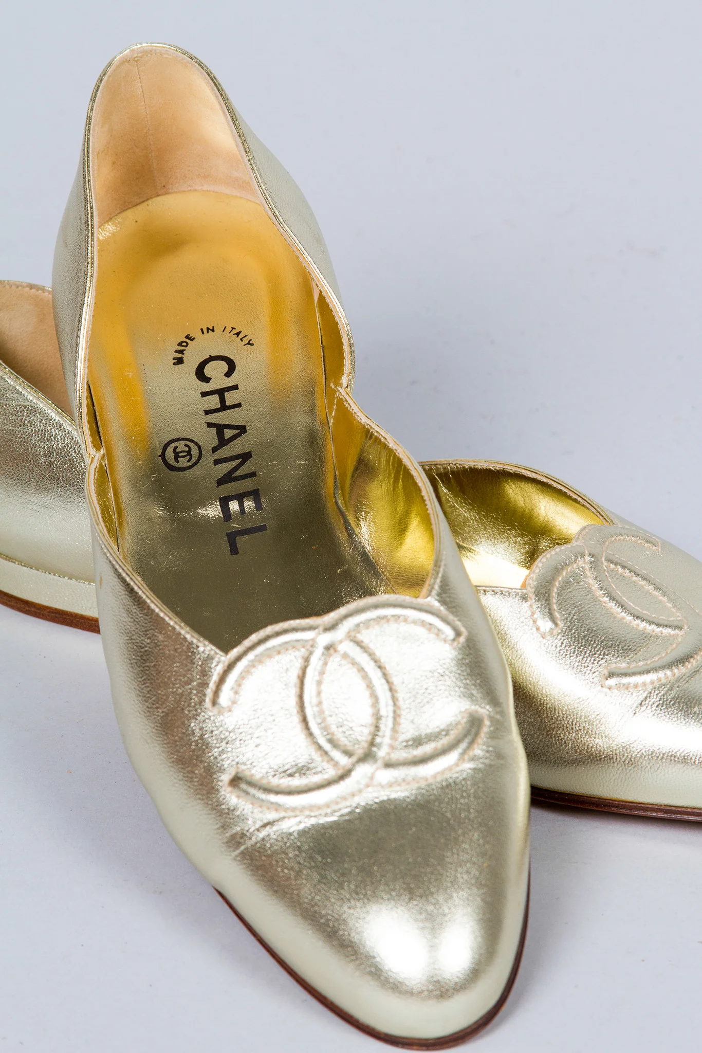 Gold Lamé Logo Flats - Image 2
