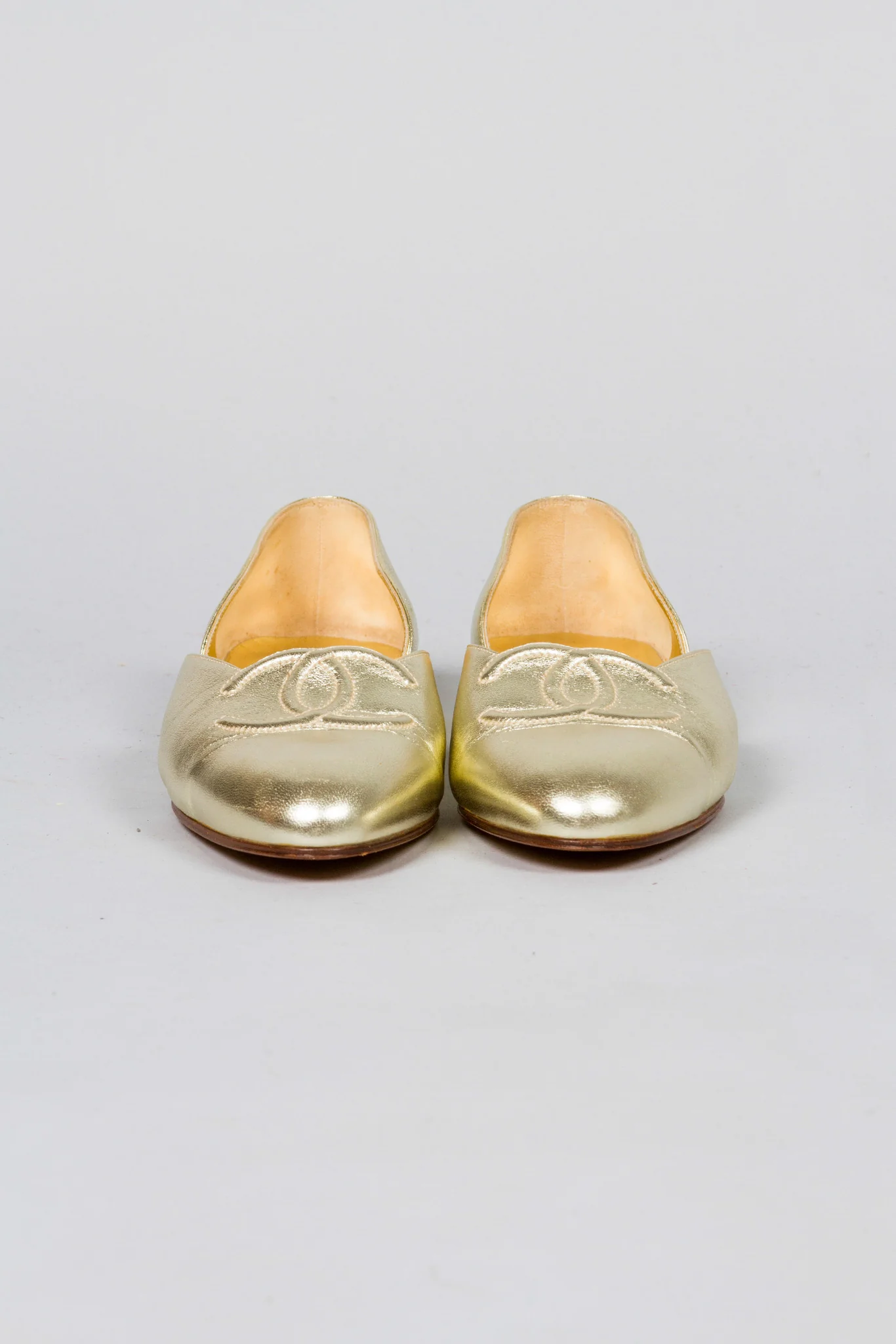 Gold Lamé Logo Flats - Image 4