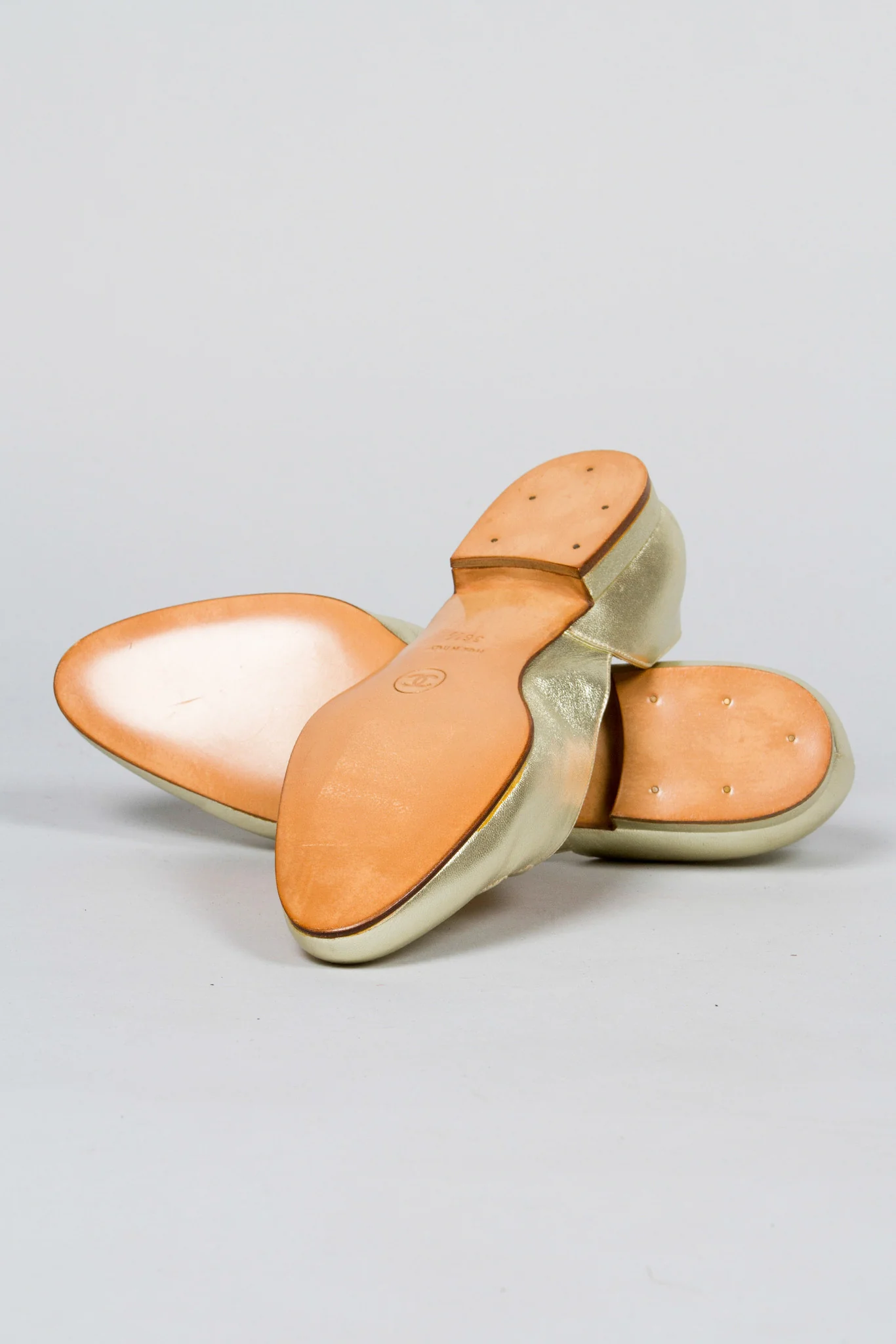 Gold Lamé Logo Flats - Image 7