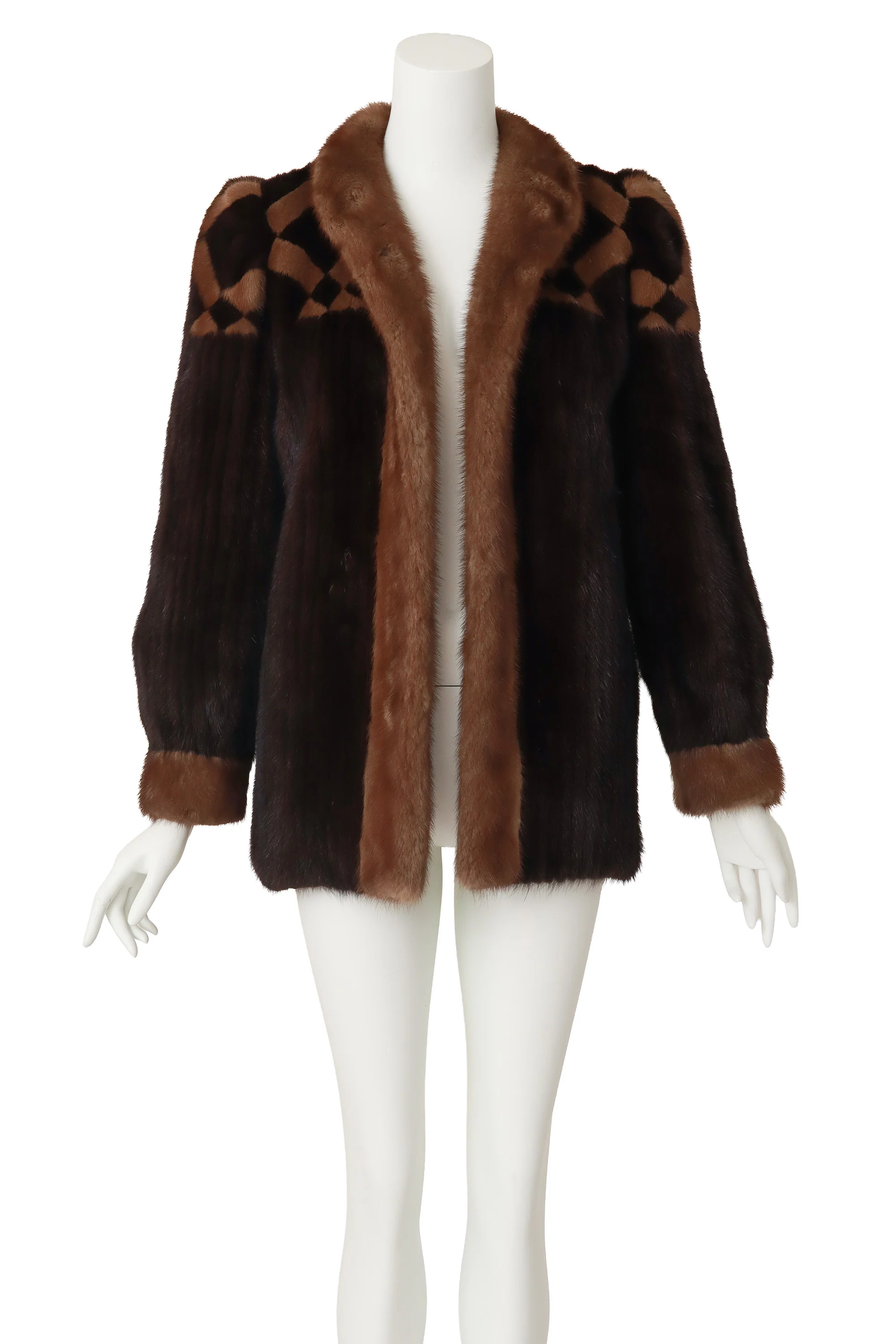 Checker Yoke Fur Jacket