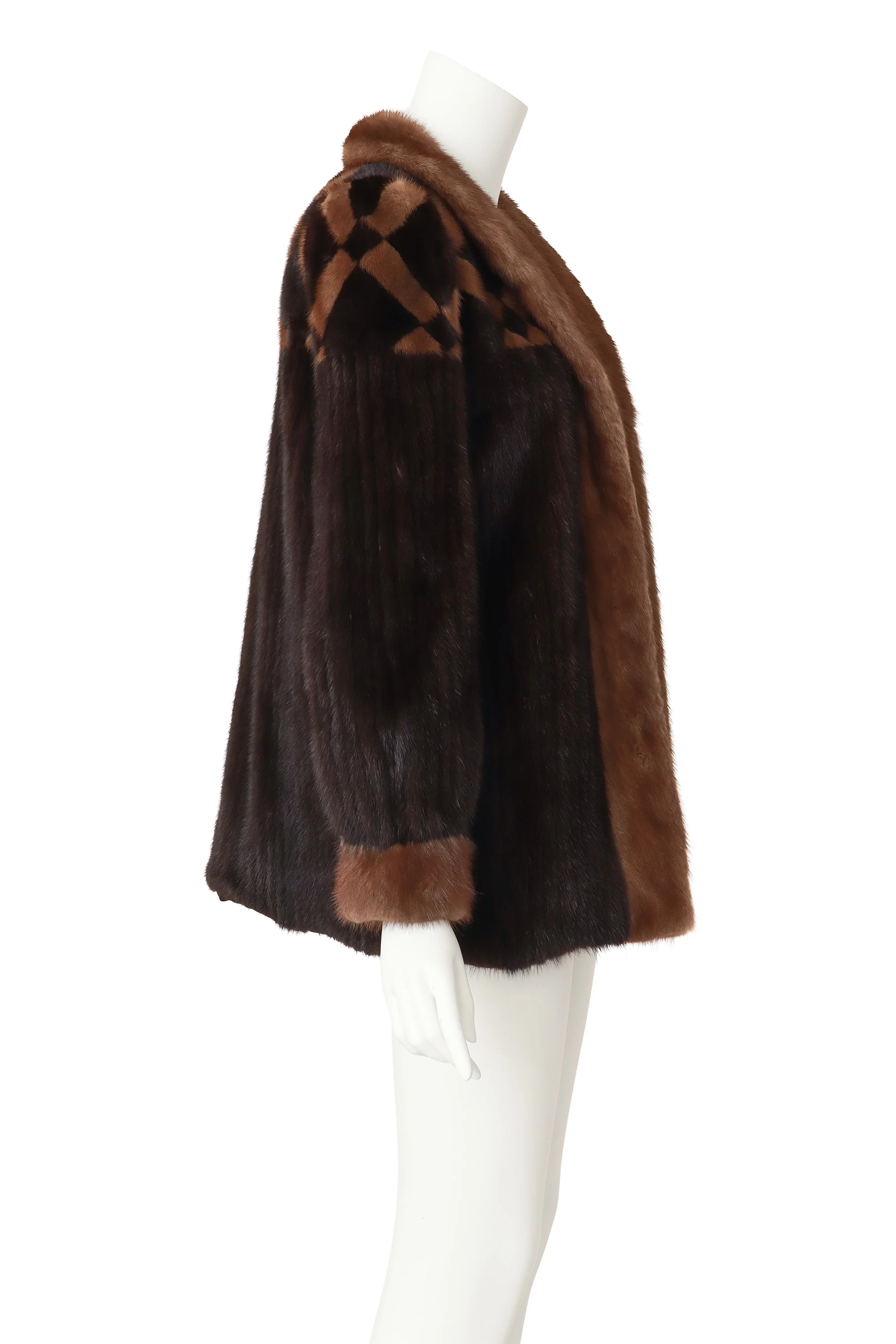 Checker Yoke Fur Jacket - Image 3