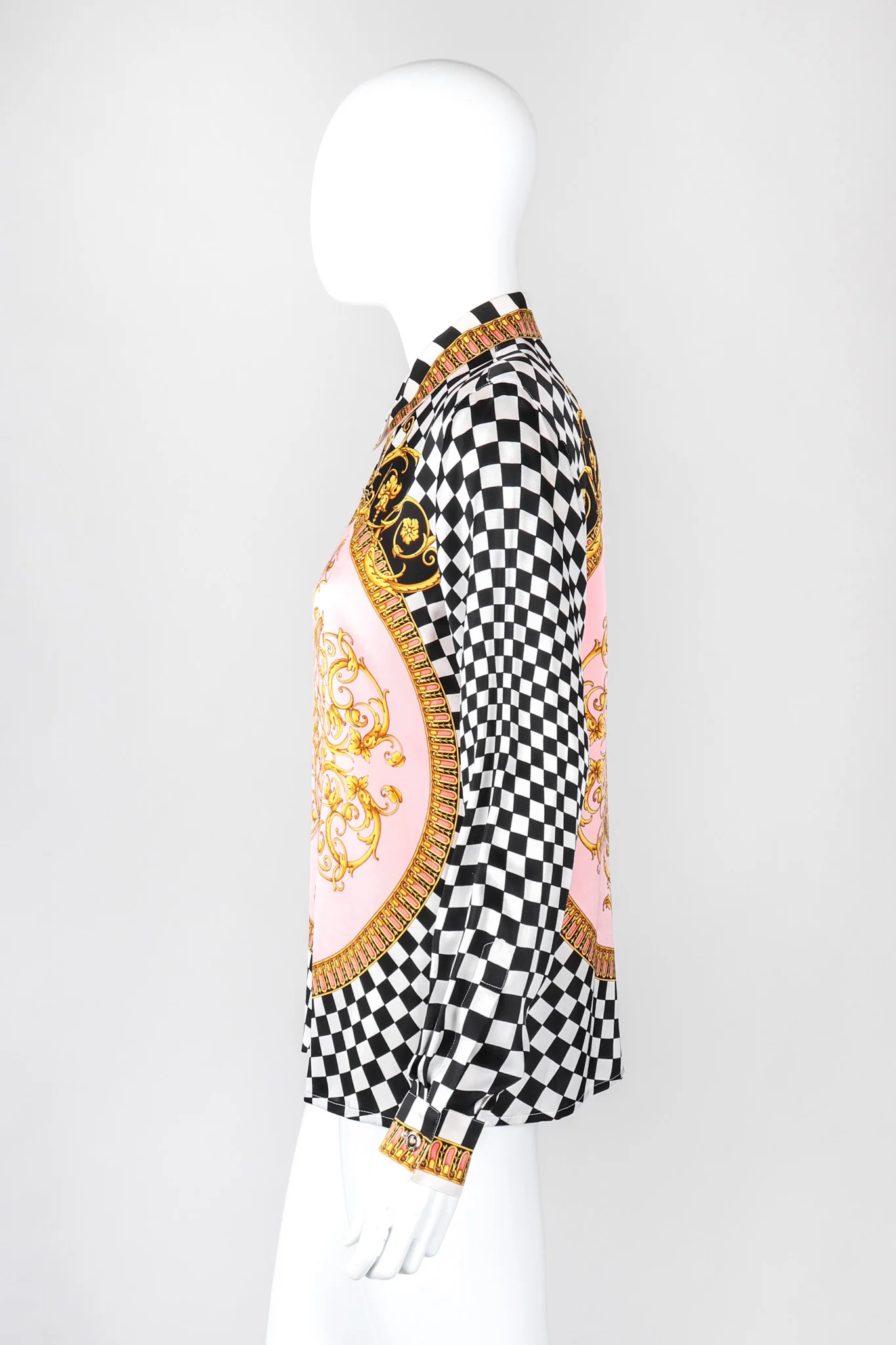 Checkered Baroque Print Shirt - Image 4