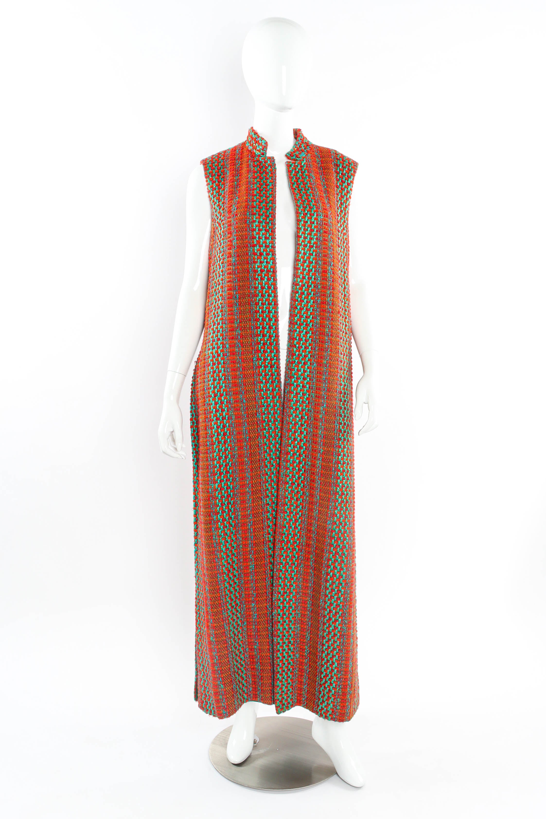 Checkered Yarn Vest Duster