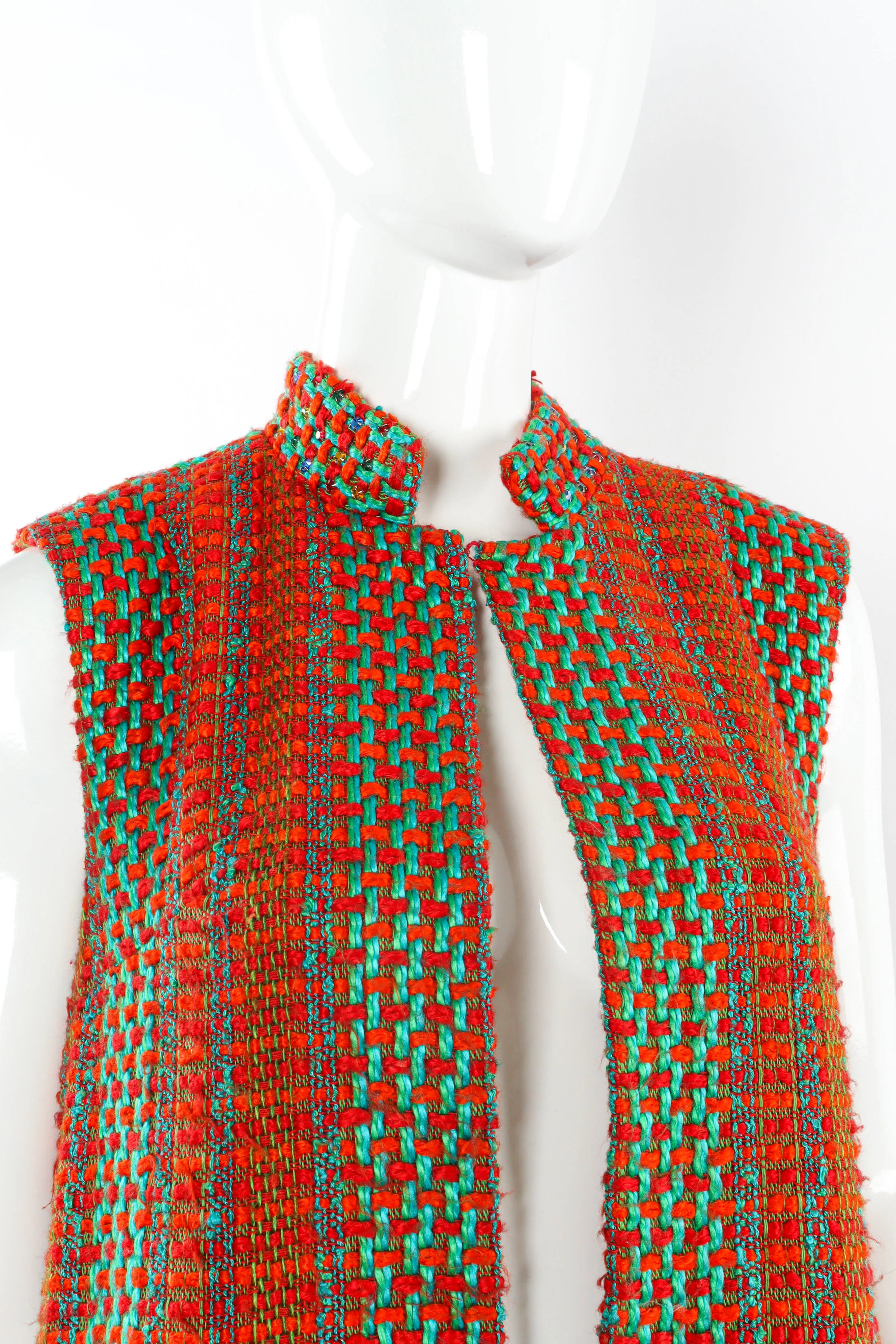 Checkered Yarn Vest Duster - Image 3