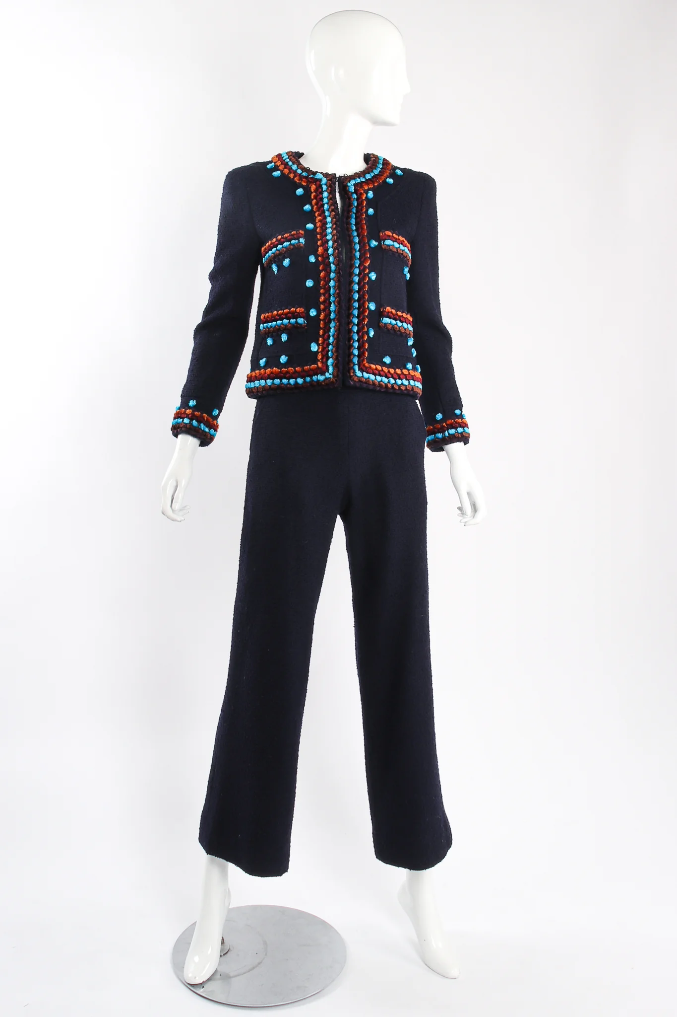 1997 A/W Chenille Trim Jacket & Pant Suit - Image 2