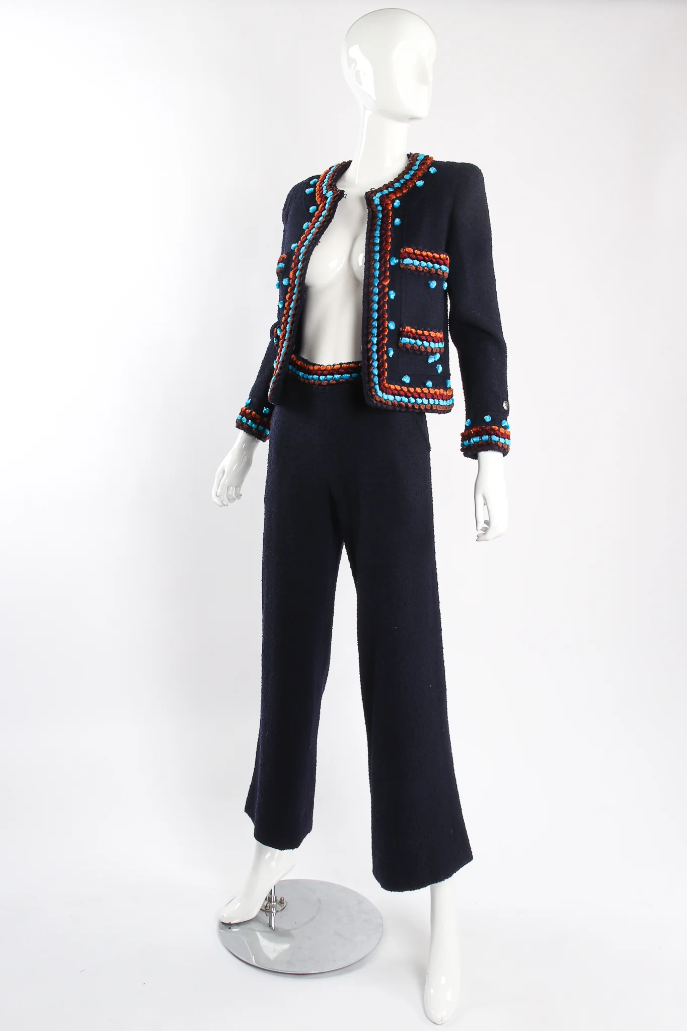 1997 A/W Chenille Trim Jacket & Pant Suit - Image 3