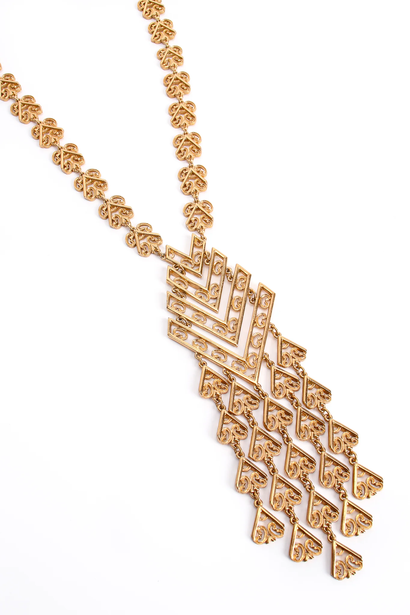 Chevron Filigree Fringe Pendant - Image 4