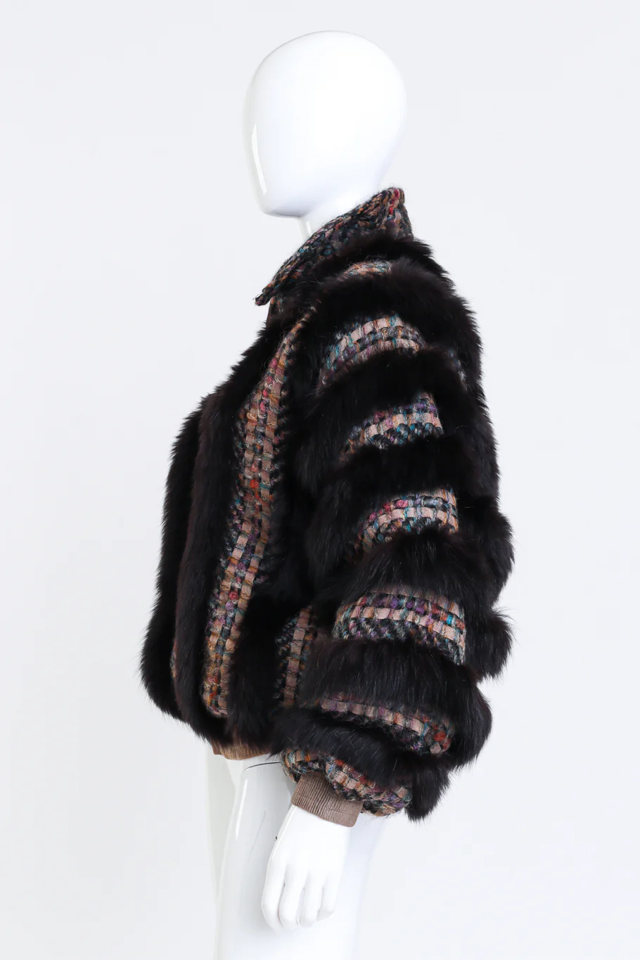 Chevron Knit Fox Fur Jacket - Image 2