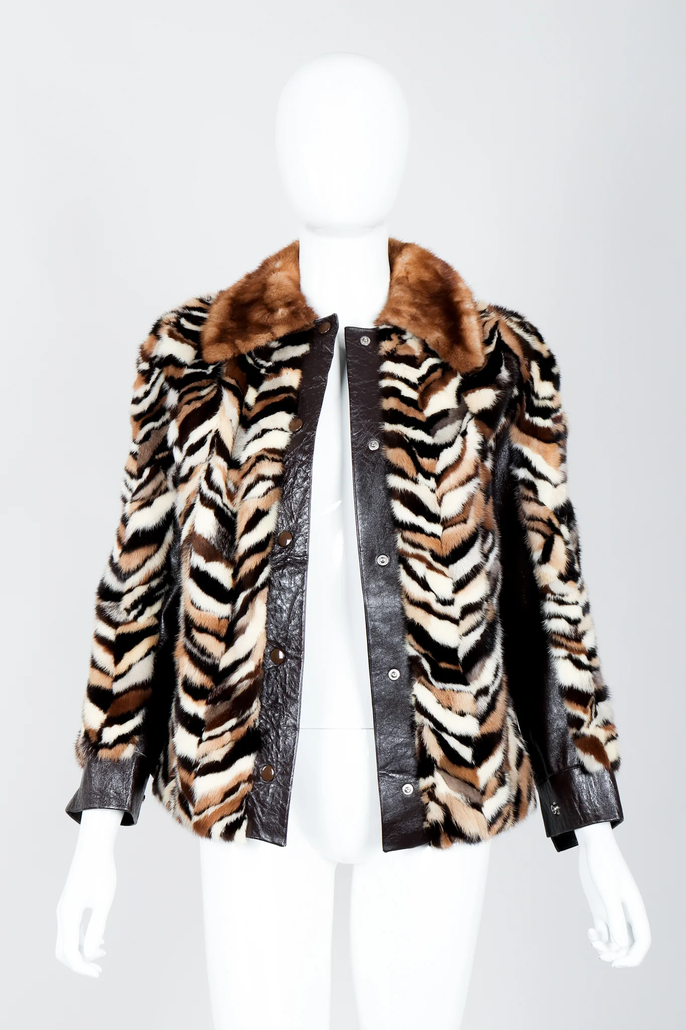 Chevron Mink Fur Jacket - Image 5