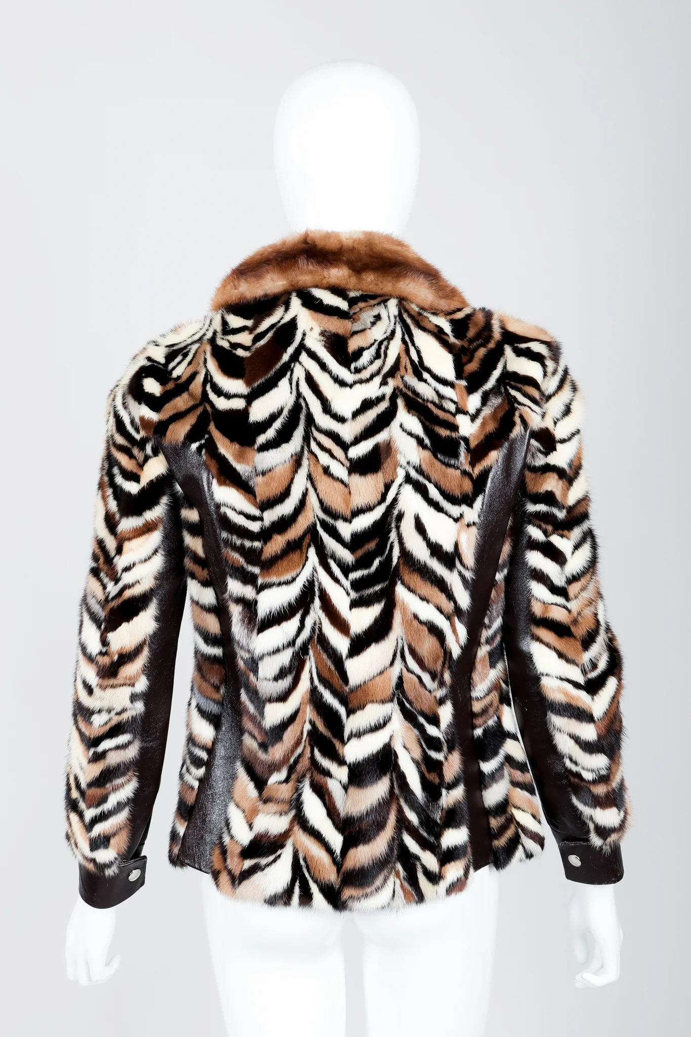 Chevron Mink Fur Jacket - Image 6