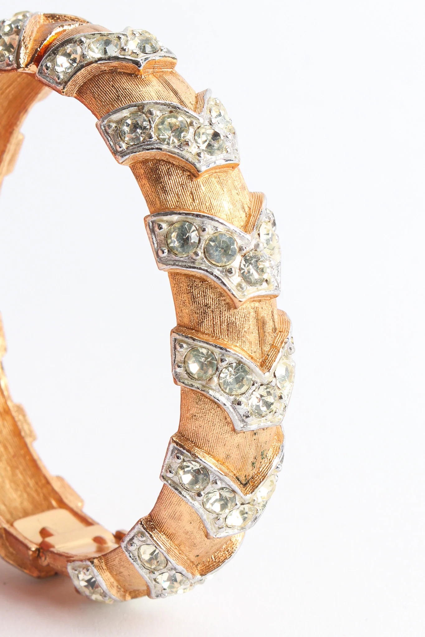 Chevron Rhinestone Mixed Metal Bracelet I - Image 7