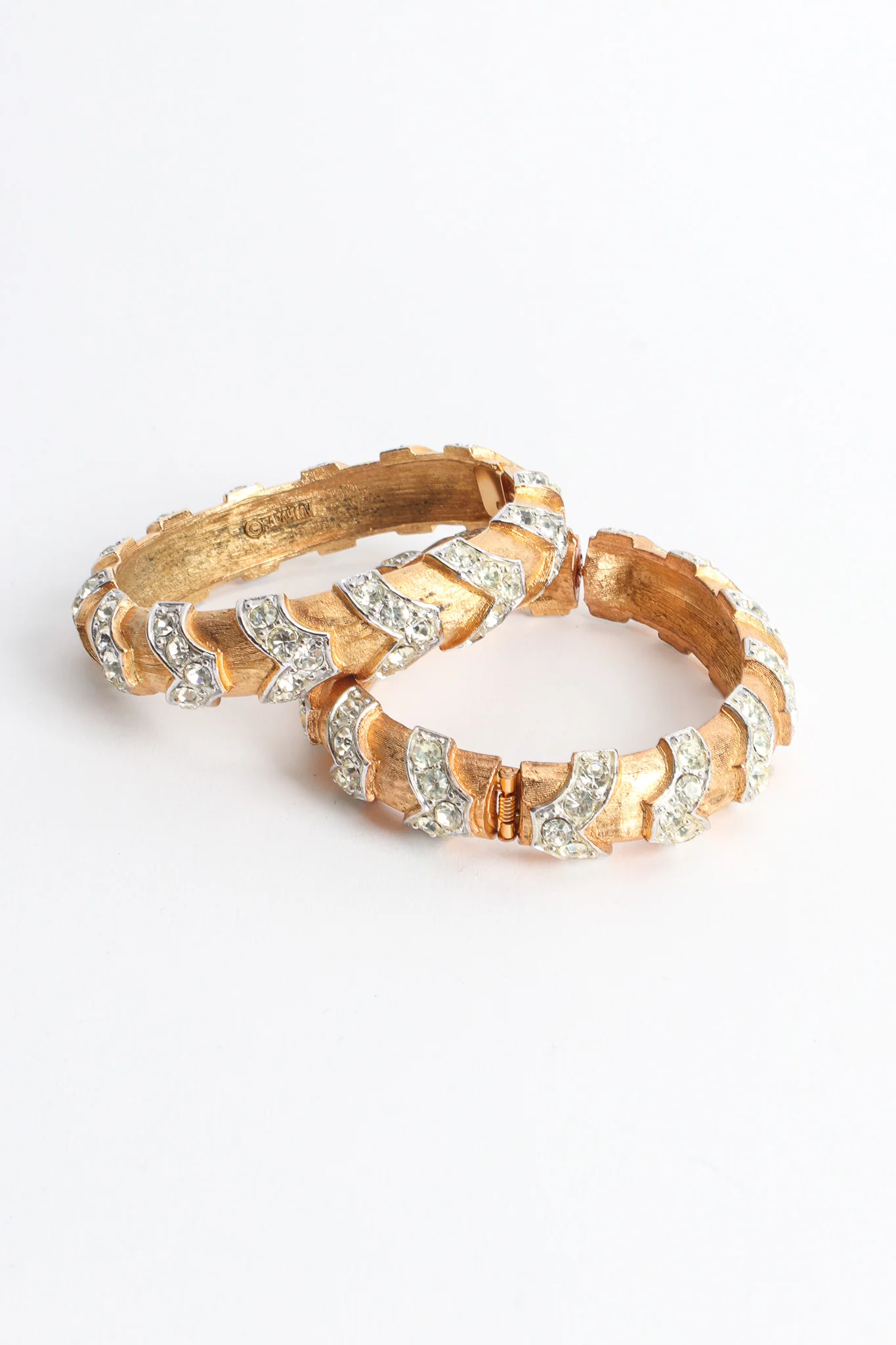 Chevron Rhinestone Mixed Metal Bracelet II - Image 2