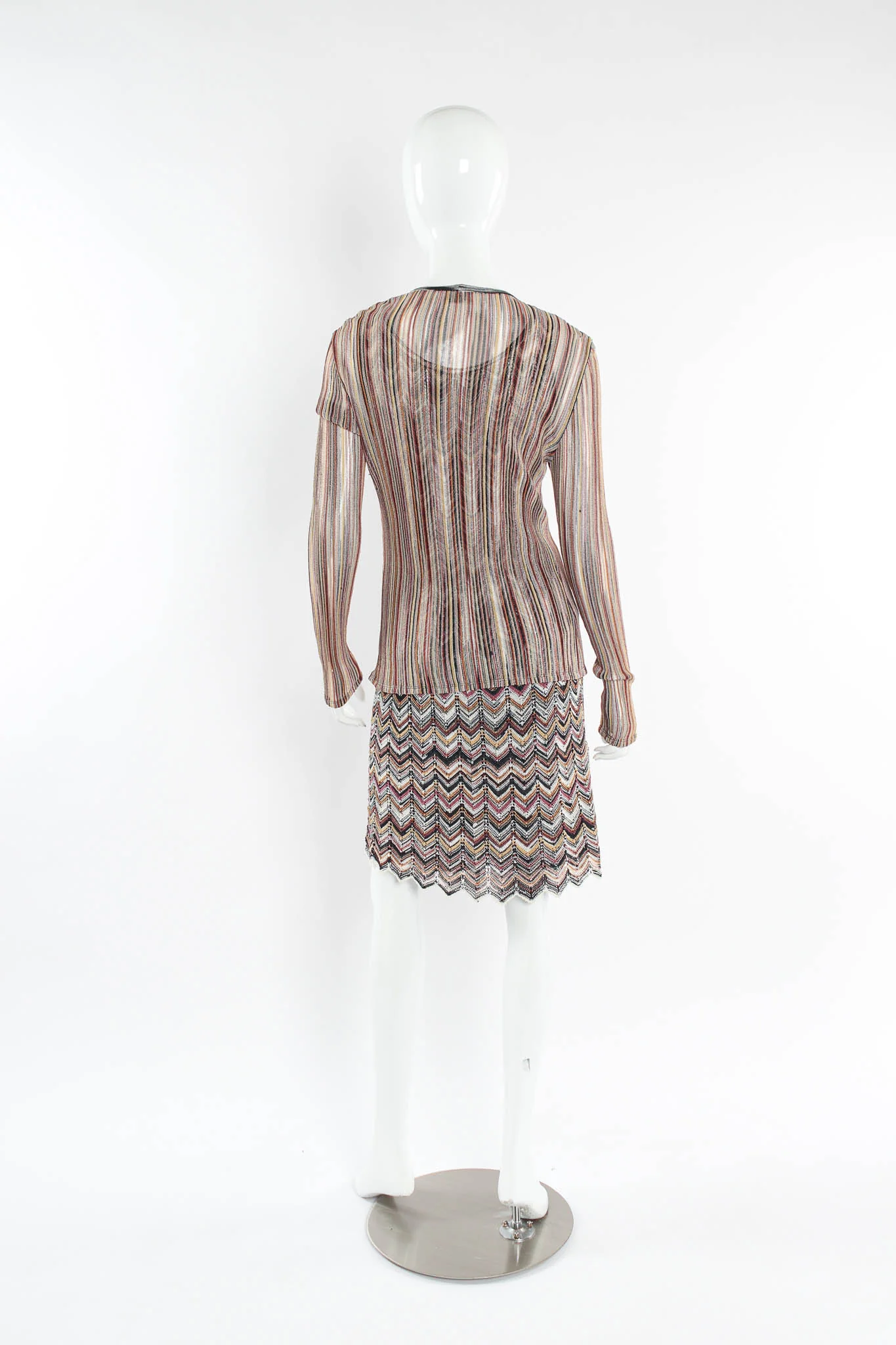 Chevron Stripe Cardigan, Top & Skirt Set - Image 3