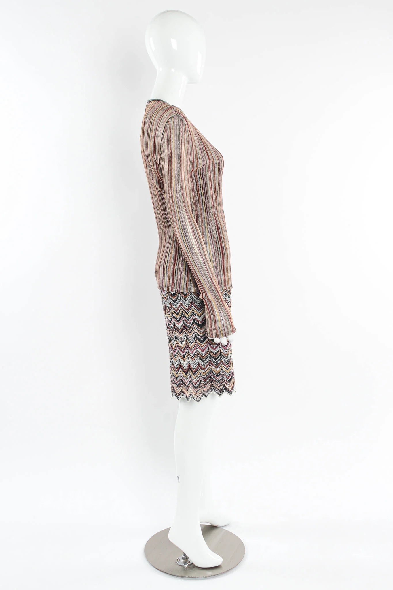 Chevron Stripe Cardigan, Top & Skirt Set - Image 4