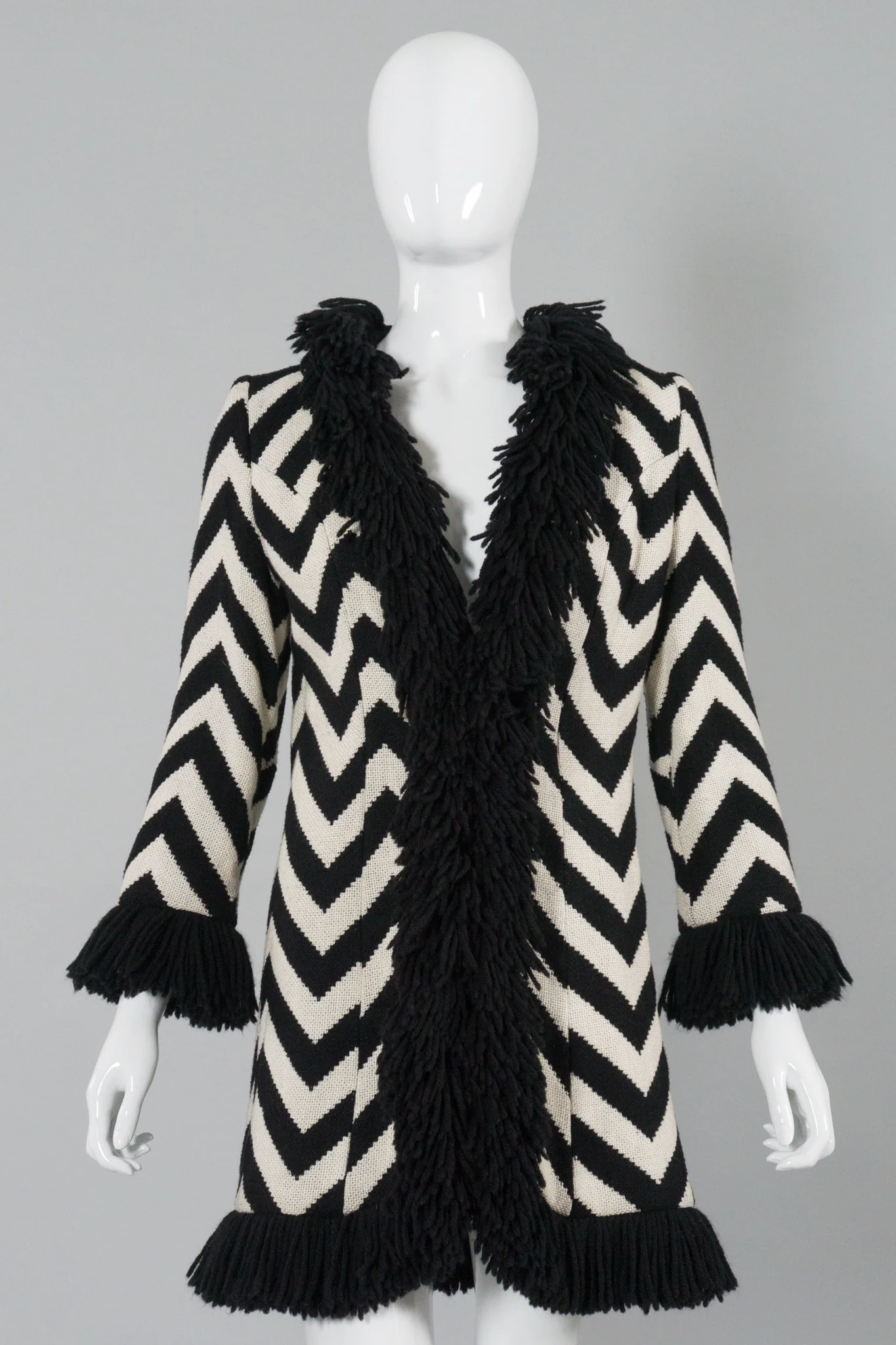 Chevron Stripe Fringe Coat