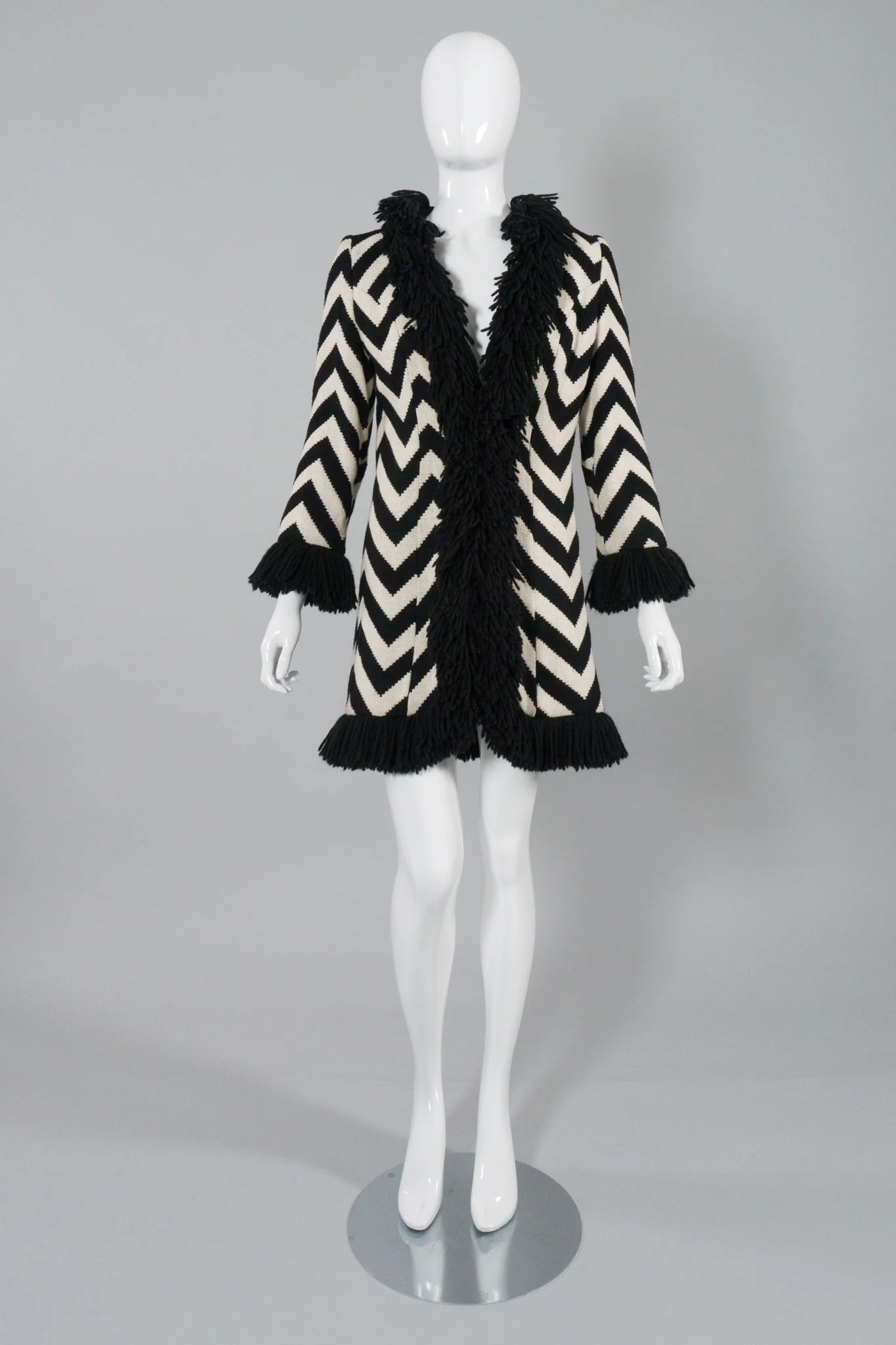 Chevron Stripe Fringe Coat - Image 2