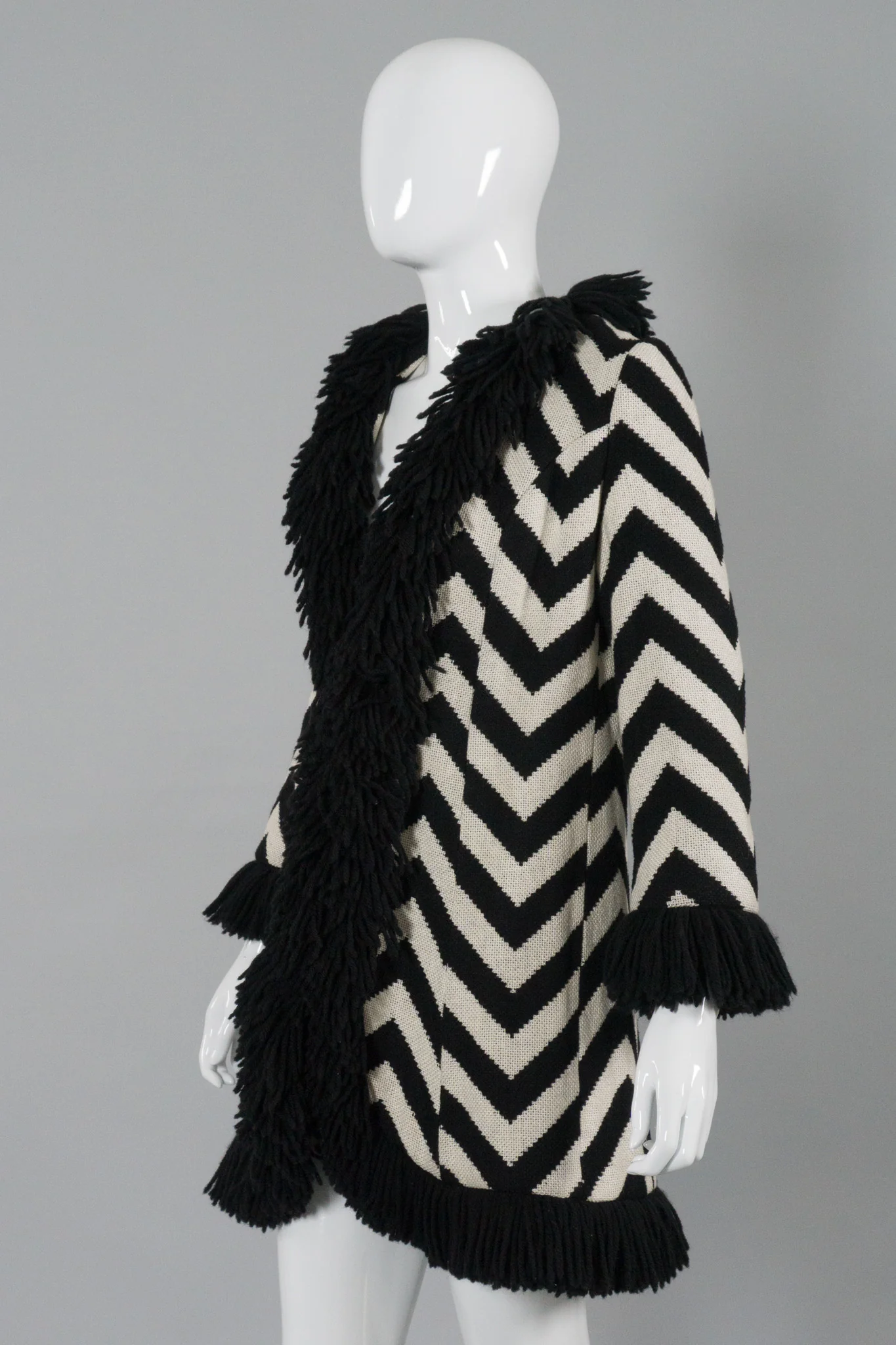 Chevron Stripe Fringe Coat - Image 4