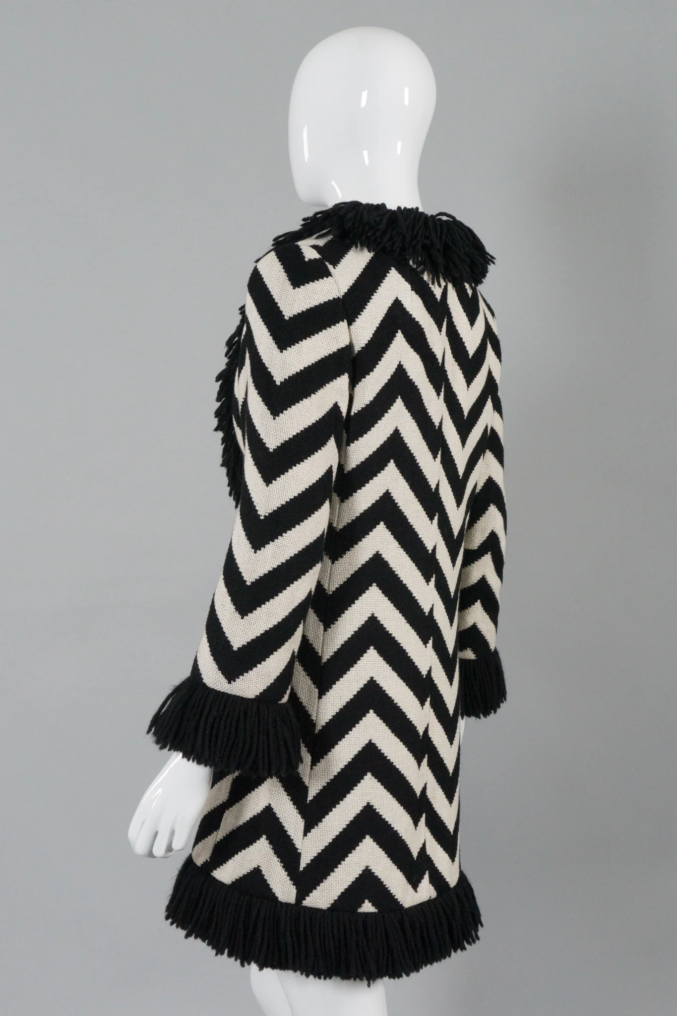 Chevron Stripe Fringe Coat - Image 6