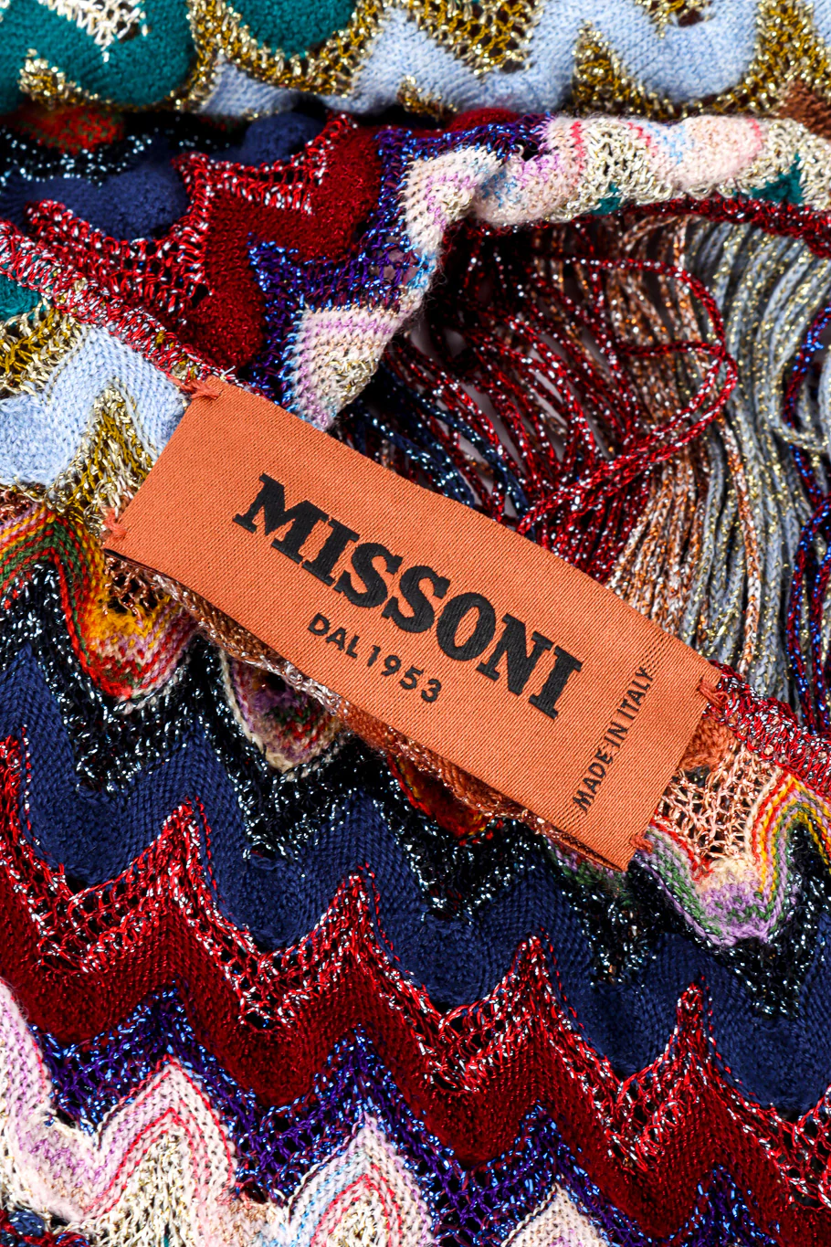 Chevron Stripe Lamé Knit Shawl - Image 8