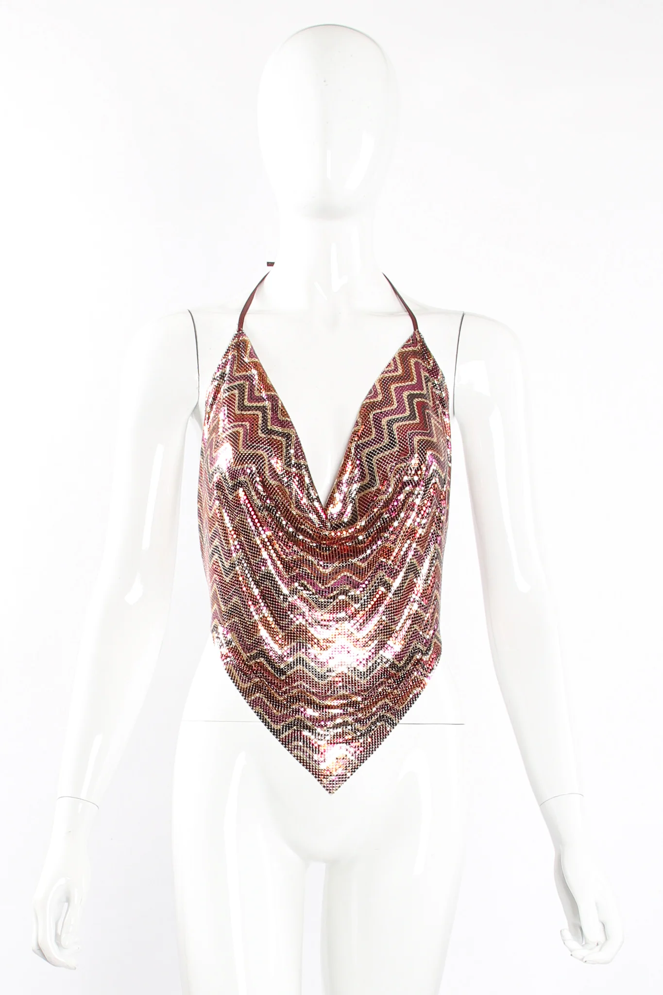 Chevron Stripe Mesh Halter Top - Image 4