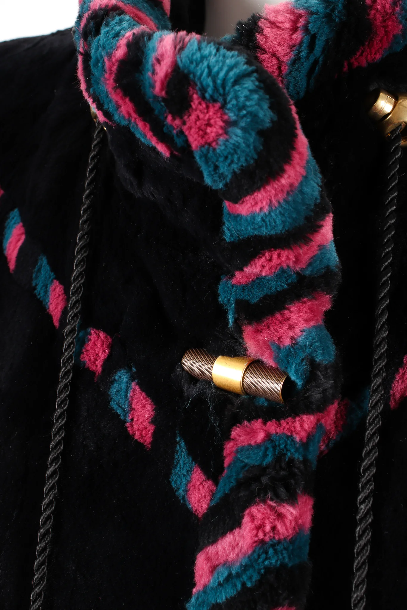 Chevron Stripe Fur Toggle Coat - Image 10