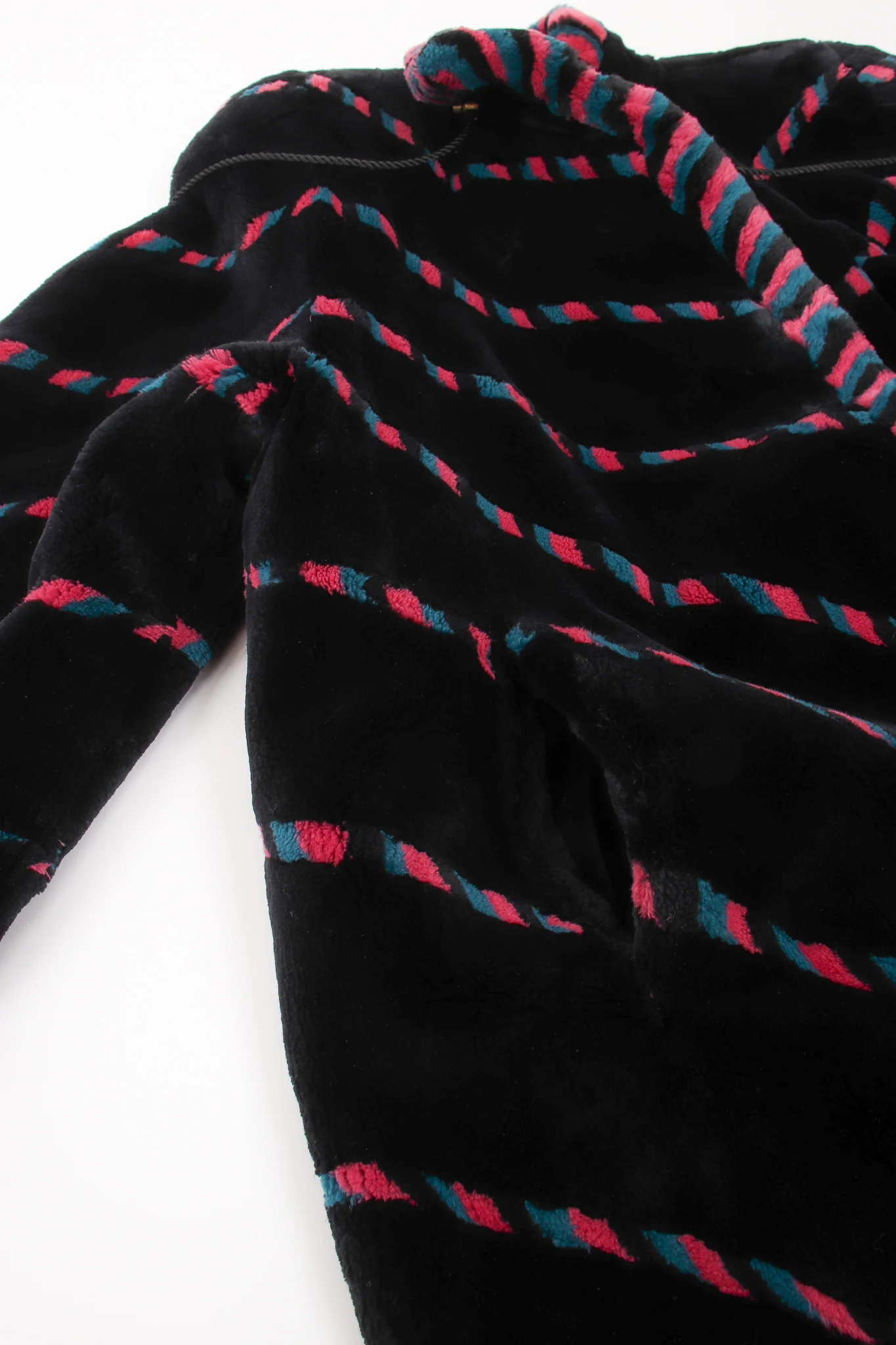 Chevron Stripe Fur Toggle Coat - Image 12