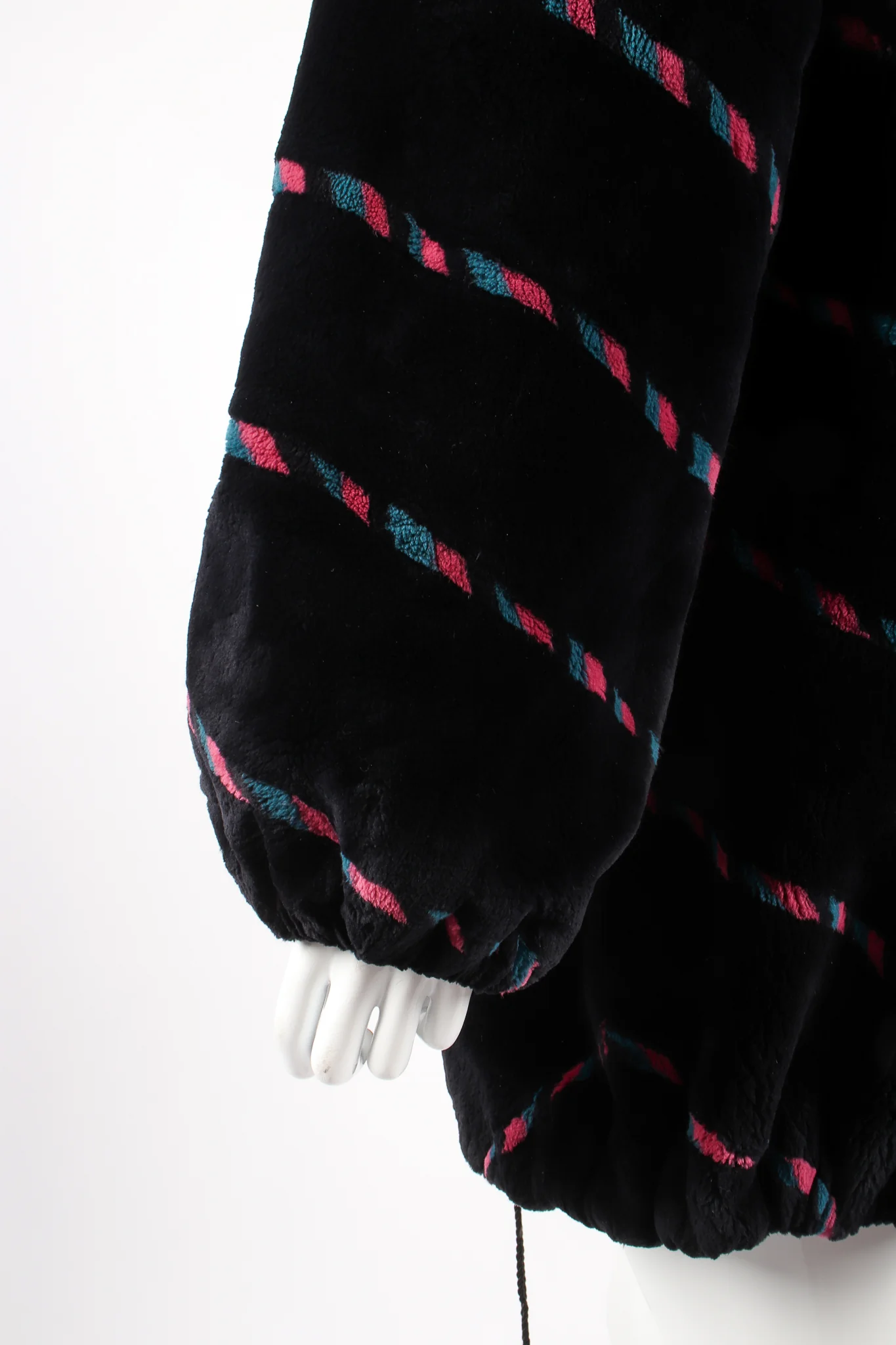 Chevron Stripe Fur Toggle Coat - Image 9