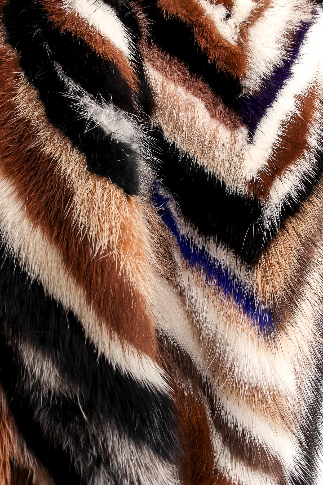 Chevron Tiger Stripe Fur Coat - Image 6