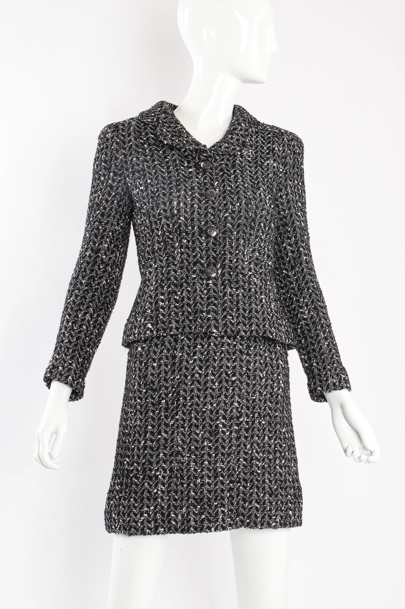 1997 A/W Chevron Tweed Jacket & Skirt Set