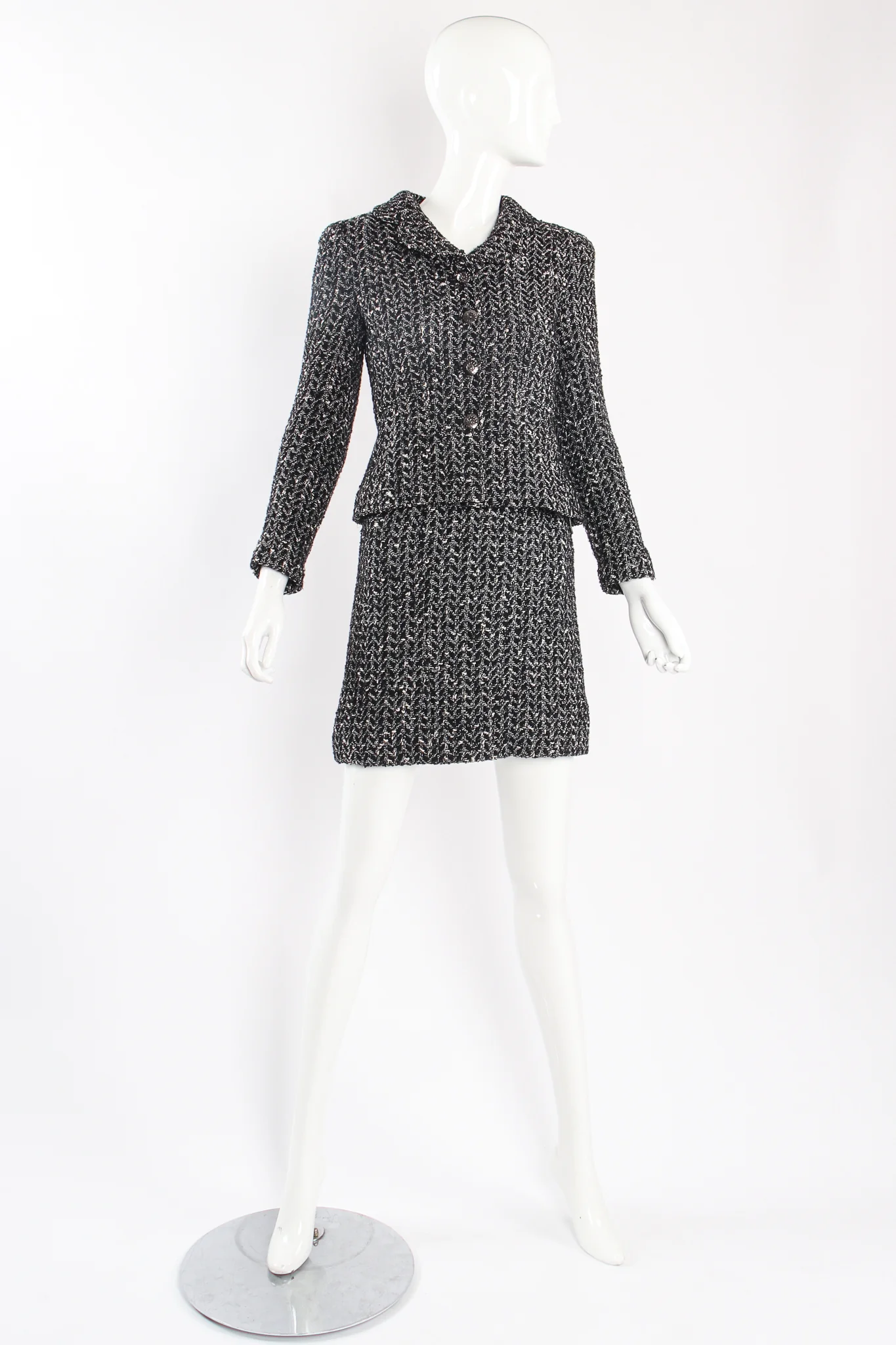 1997 A/W Chevron Tweed Jacket & Skirt Set - Image 2