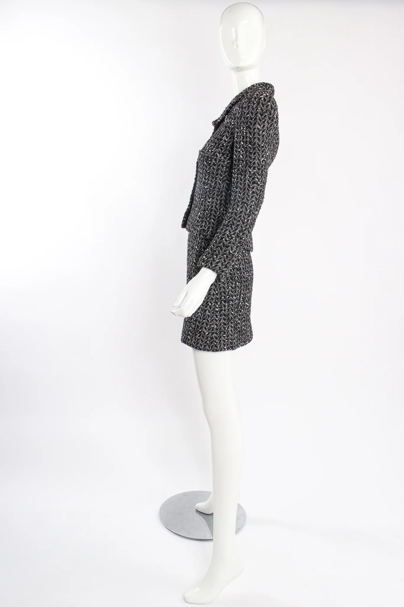 1997 A/W Chevron Tweed Jacket & Skirt Set - Image 3