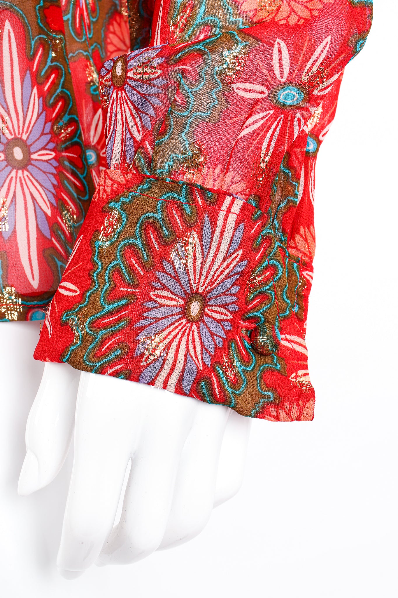 Chiffon Brocade Tie Neck Blouse - Image 13
