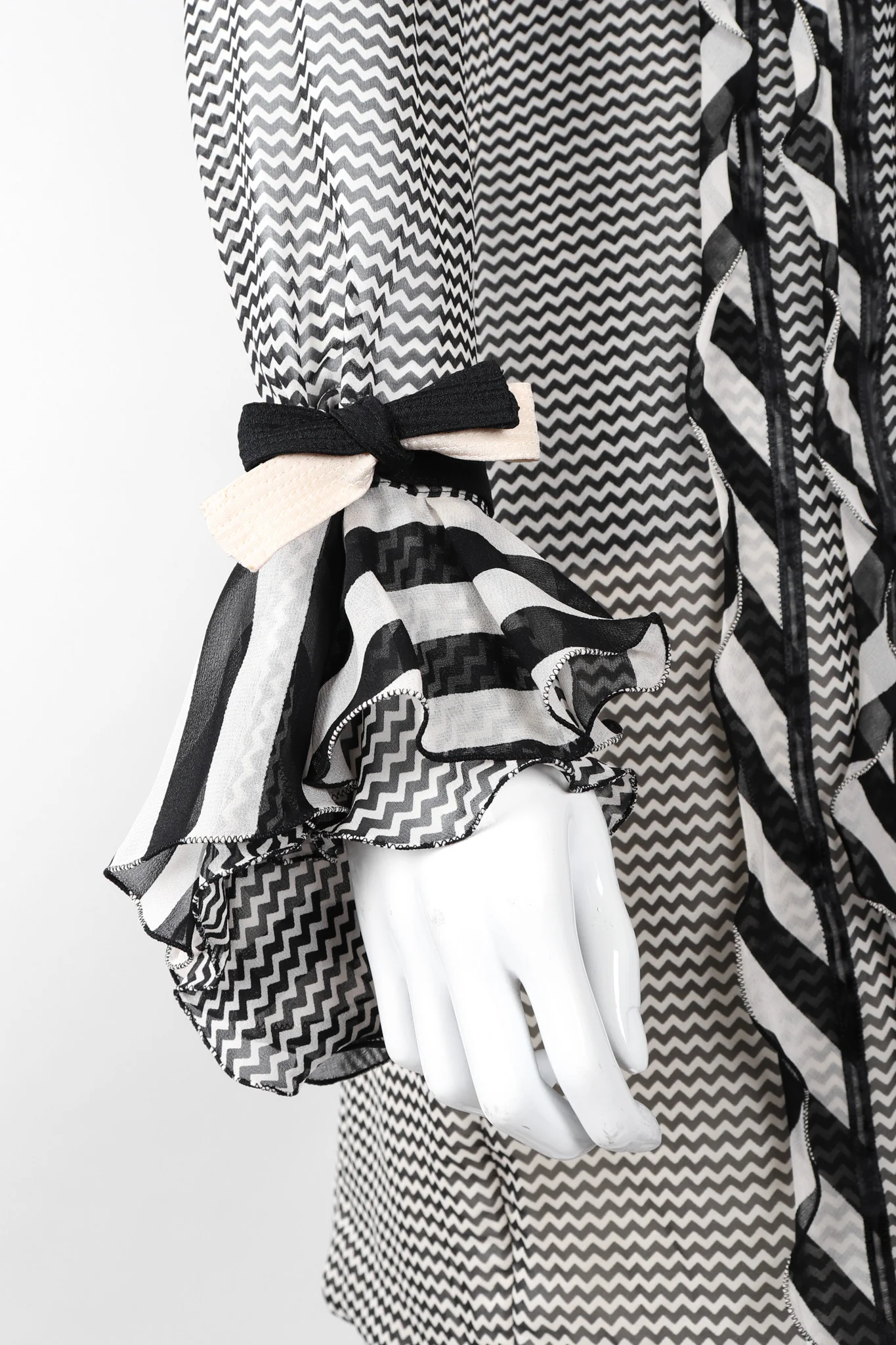 Chiffon Chevron Stripe Shirt Dress - Image 8