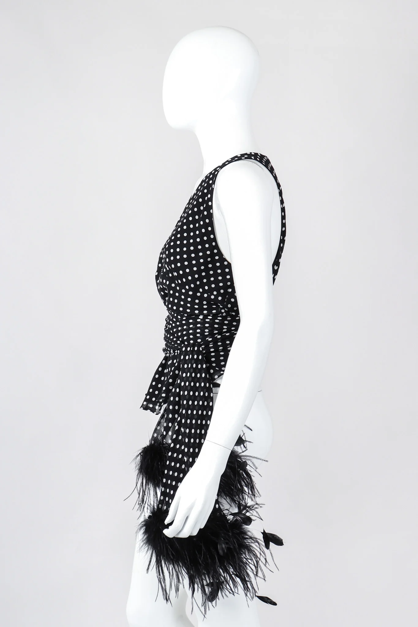 Chiffon Dot Feather Tie Top - Image 4