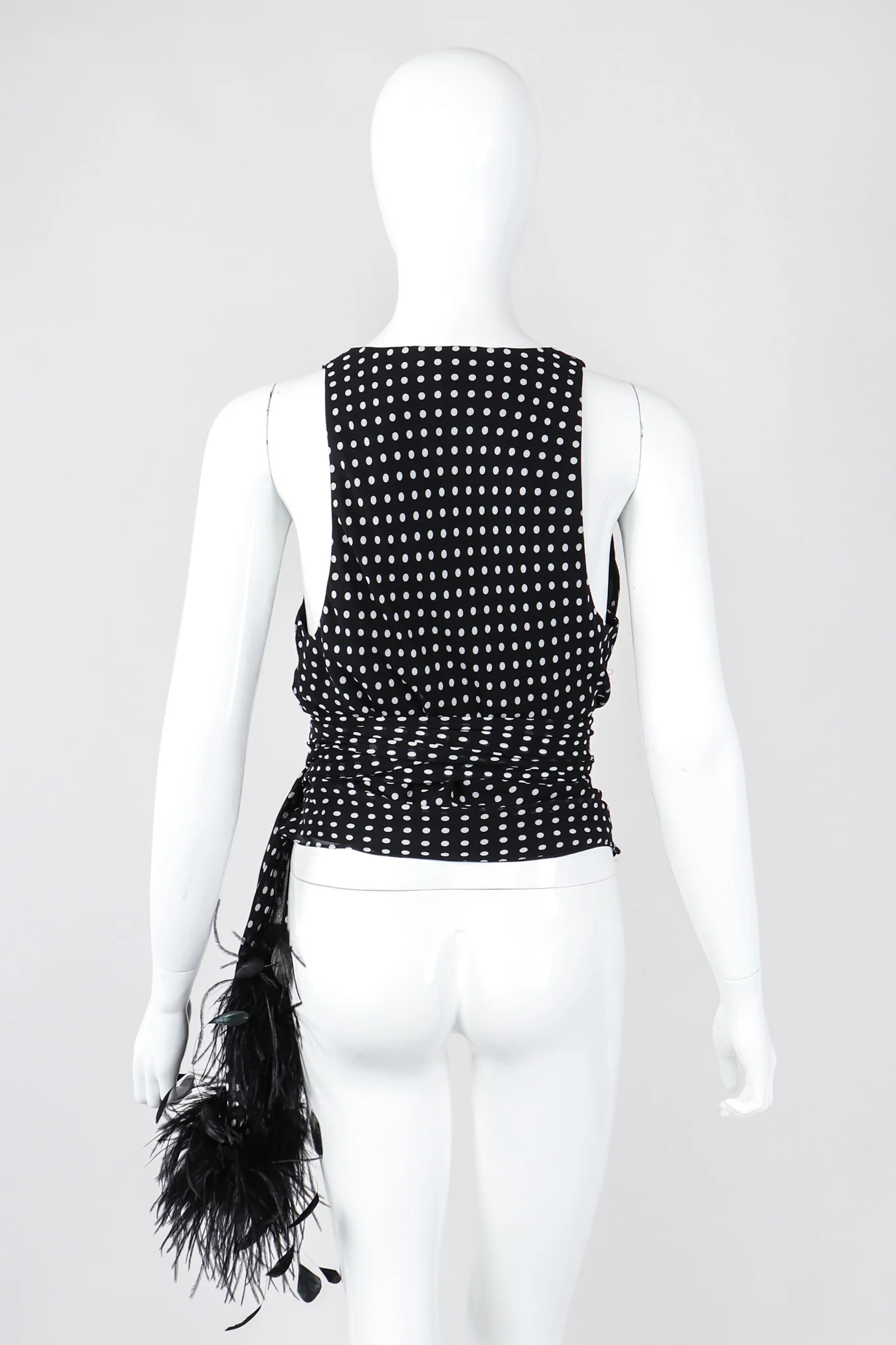 Chiffon Dot Feather Tie Top - Image 6