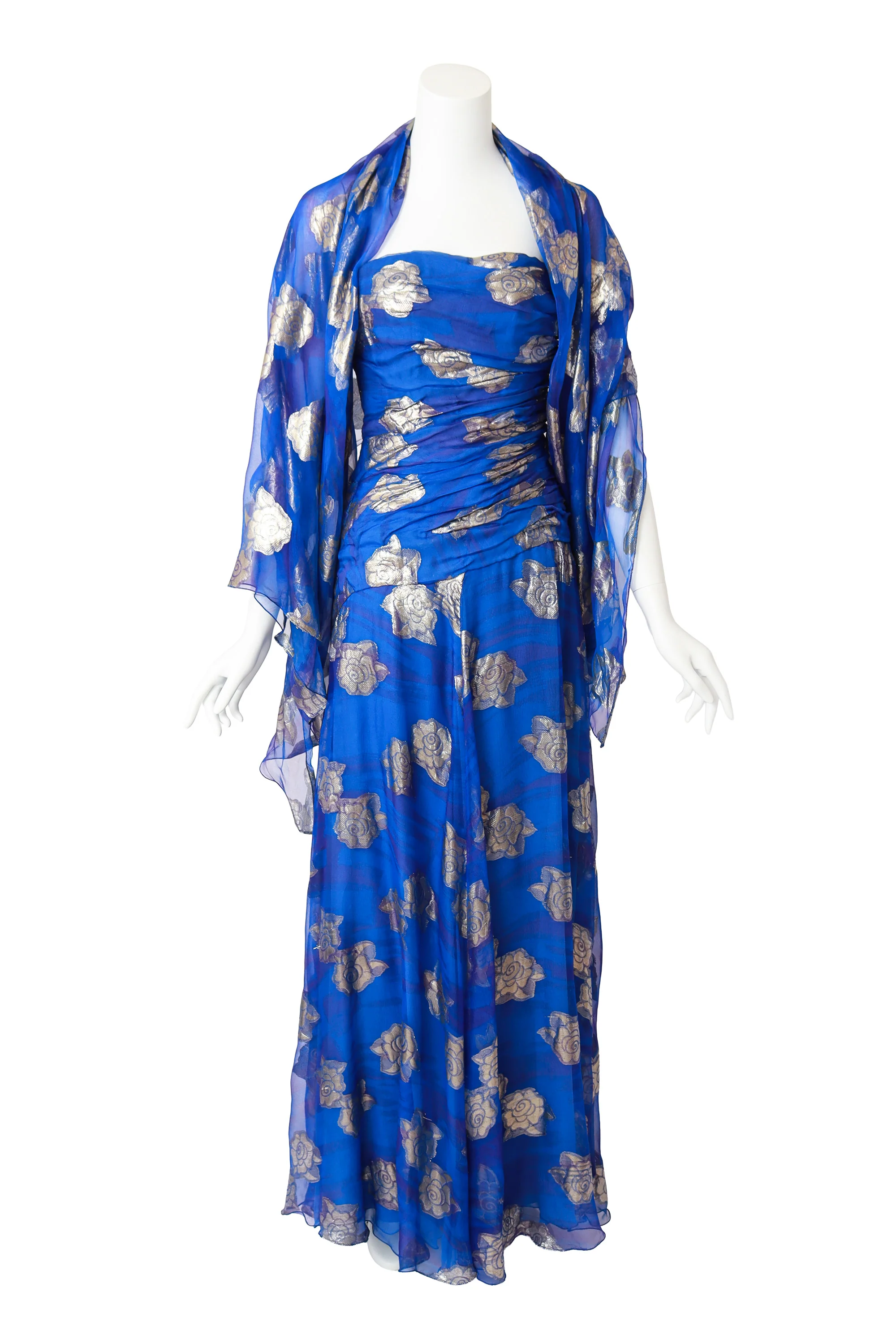 Chiffon Lamé Dropwaist Dress & Scarf