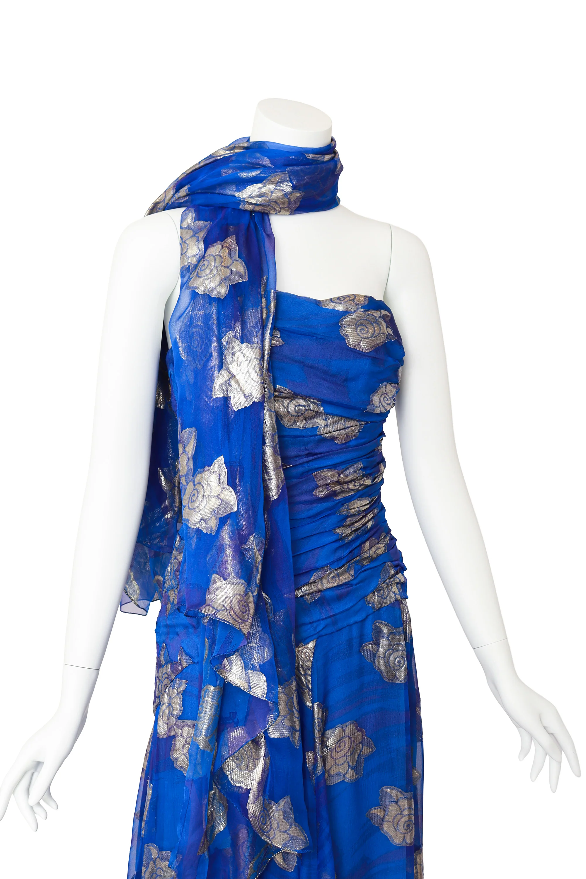 Chiffon Lamé Dropwaist Dress & Scarf - Image 2