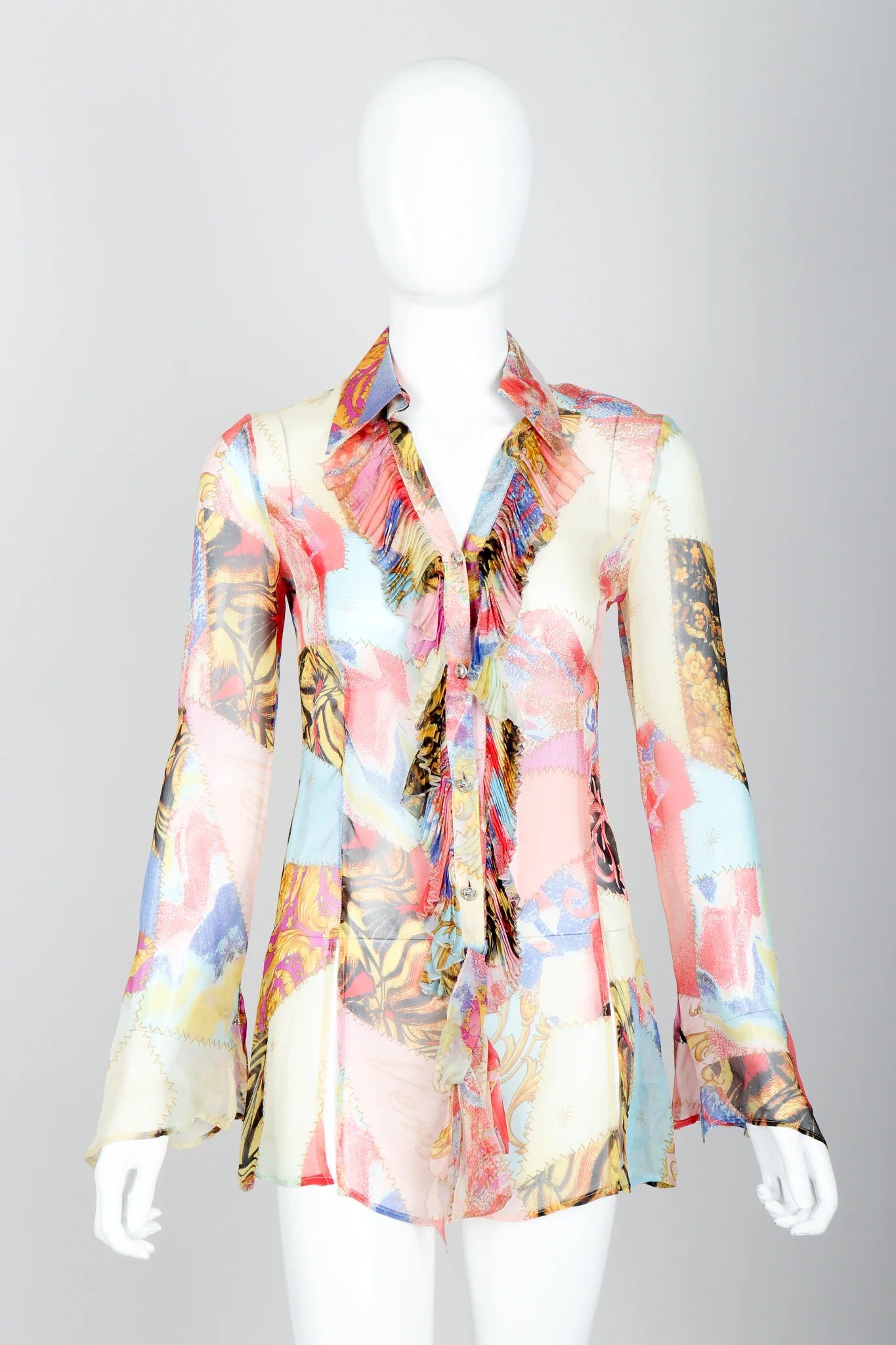 Chiffon Print Ruffle Blouse - Image 3