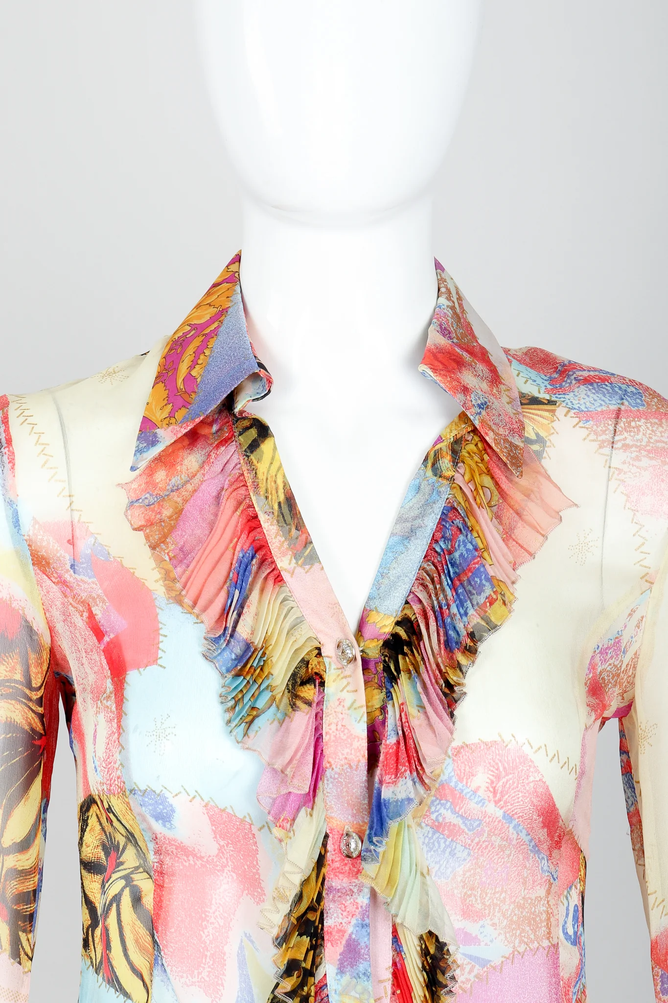 Chiffon Print Ruffle Blouse - Image 4