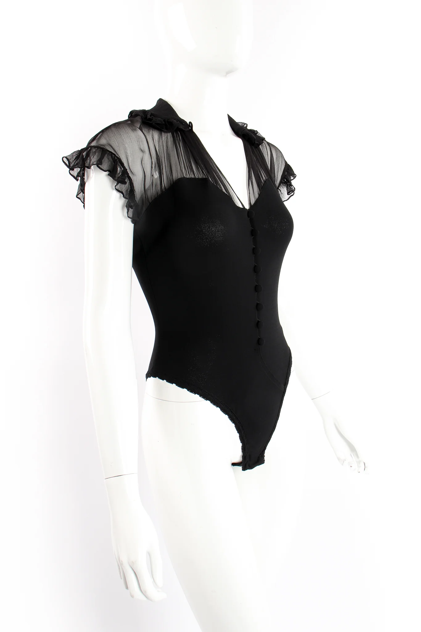 Chiffon Ruffle Illusion Bodysuit - Image 3