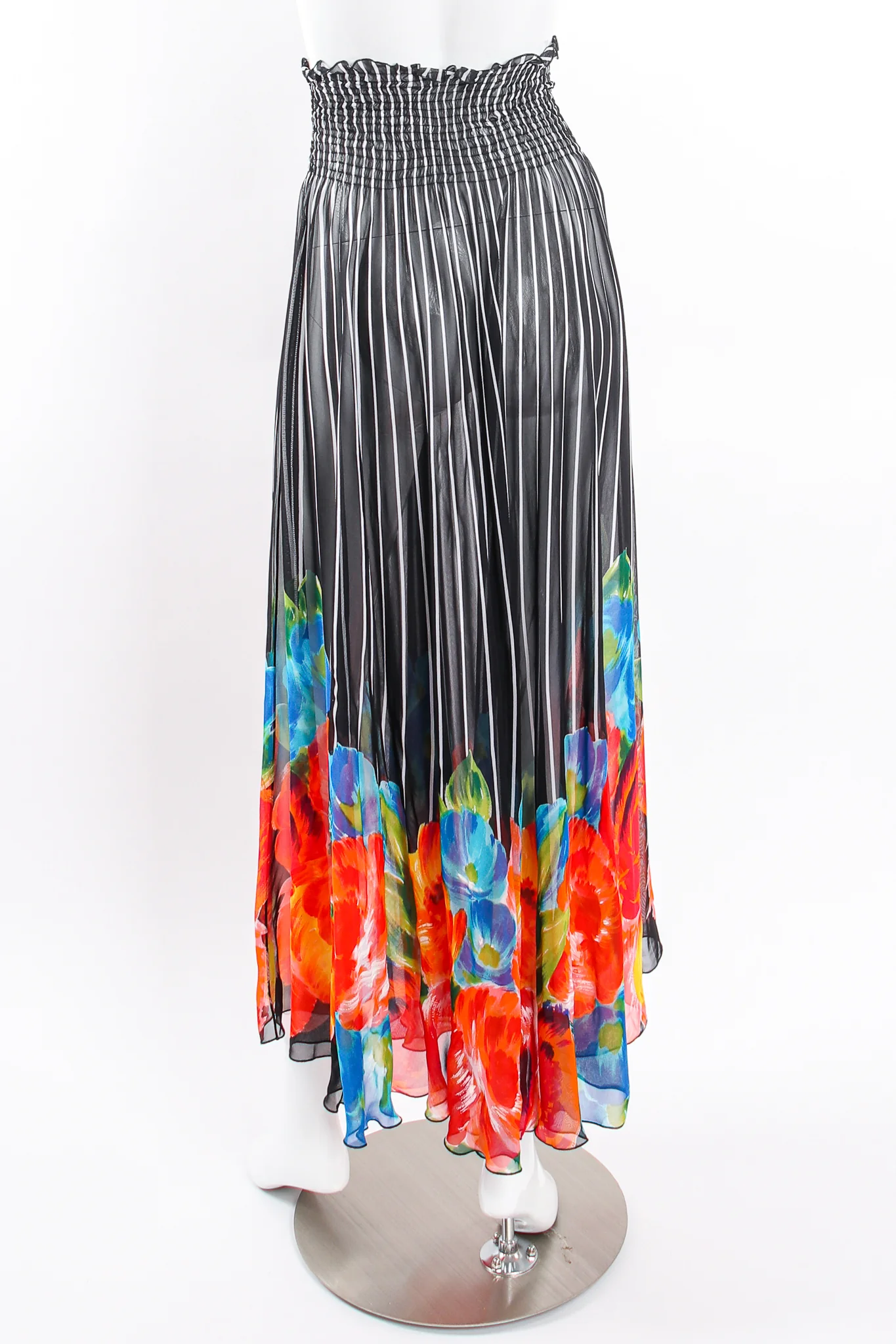 Chiffon Striped Floral Coverup Skirt - Image 5