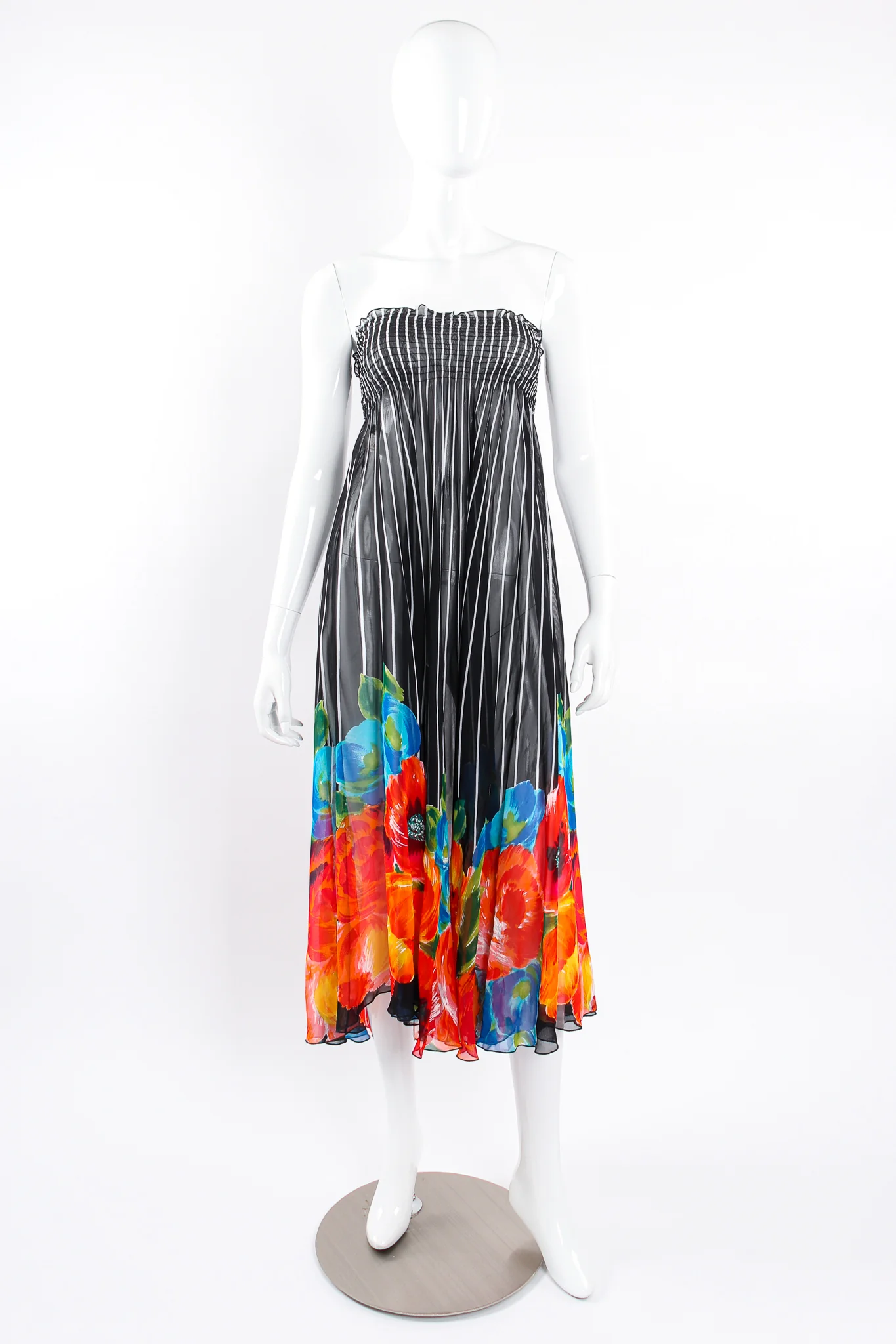 Chiffon Striped Floral Coverup Skirt - Image 6
