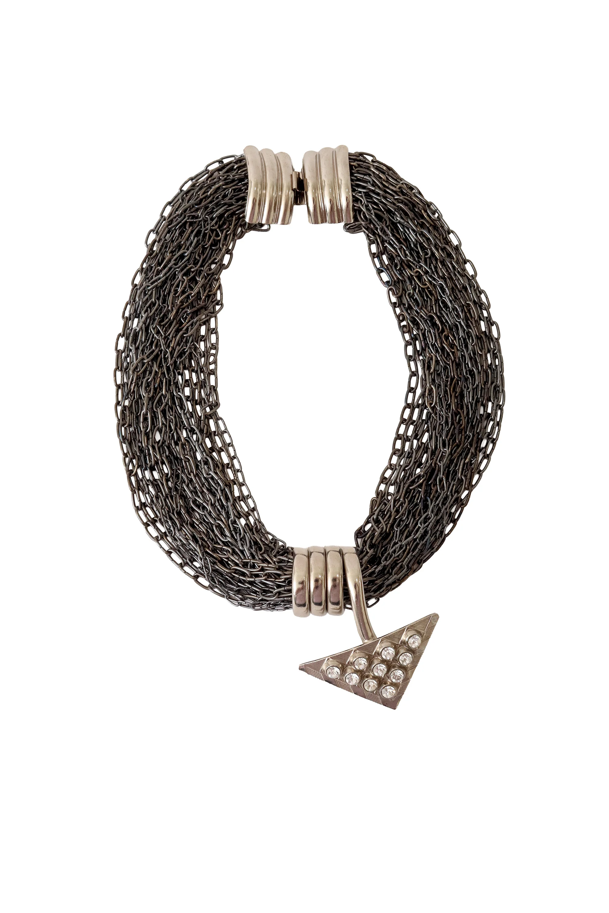 Silver Triangle Multi-Chain Necklace