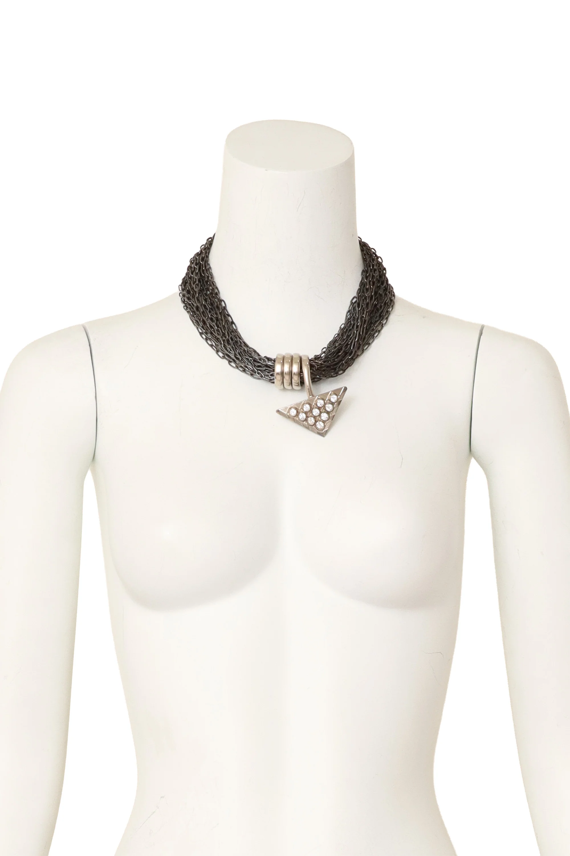 Silver Triangle Multi-Chain Necklace - Image 2